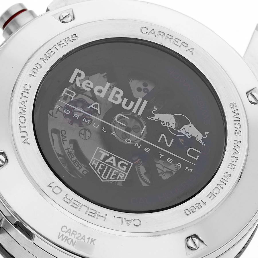 Tag Heuer Grey Stainless Steel Carrera Red Bull Racing CAR2A1K Men's Wristwatch 45 Mm