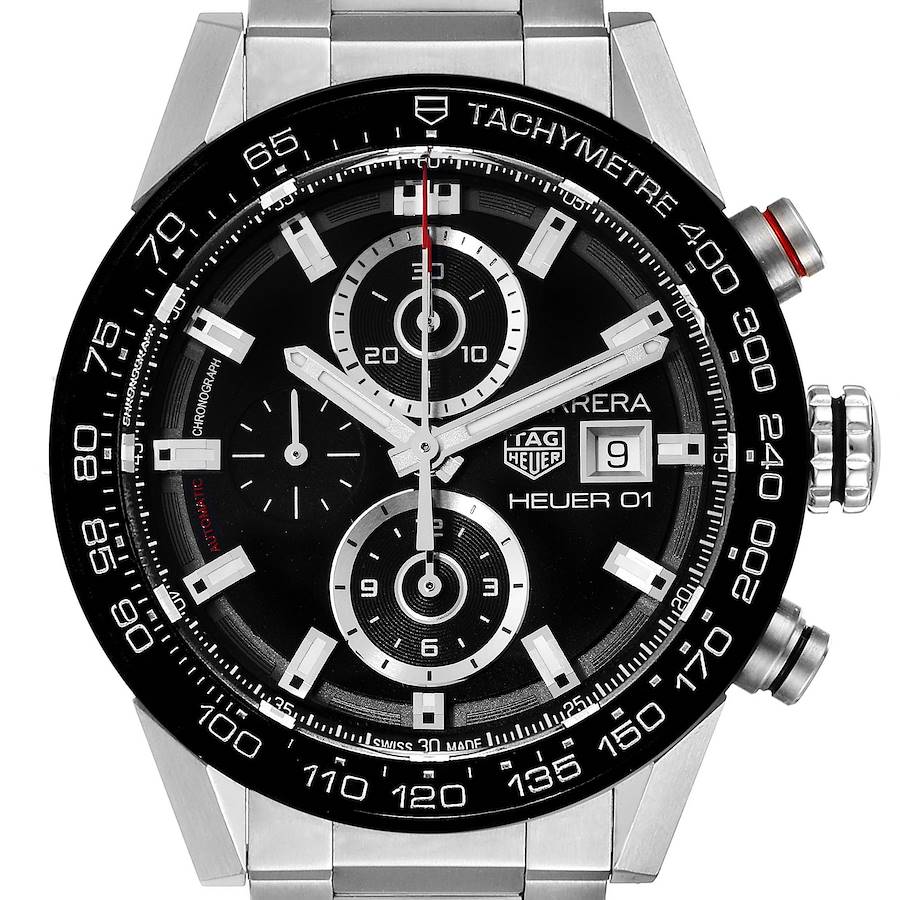 Tag Heuer Black Stainless Steel Carrera CAR201Z Automatic Men's Wristwatch 43 Mm