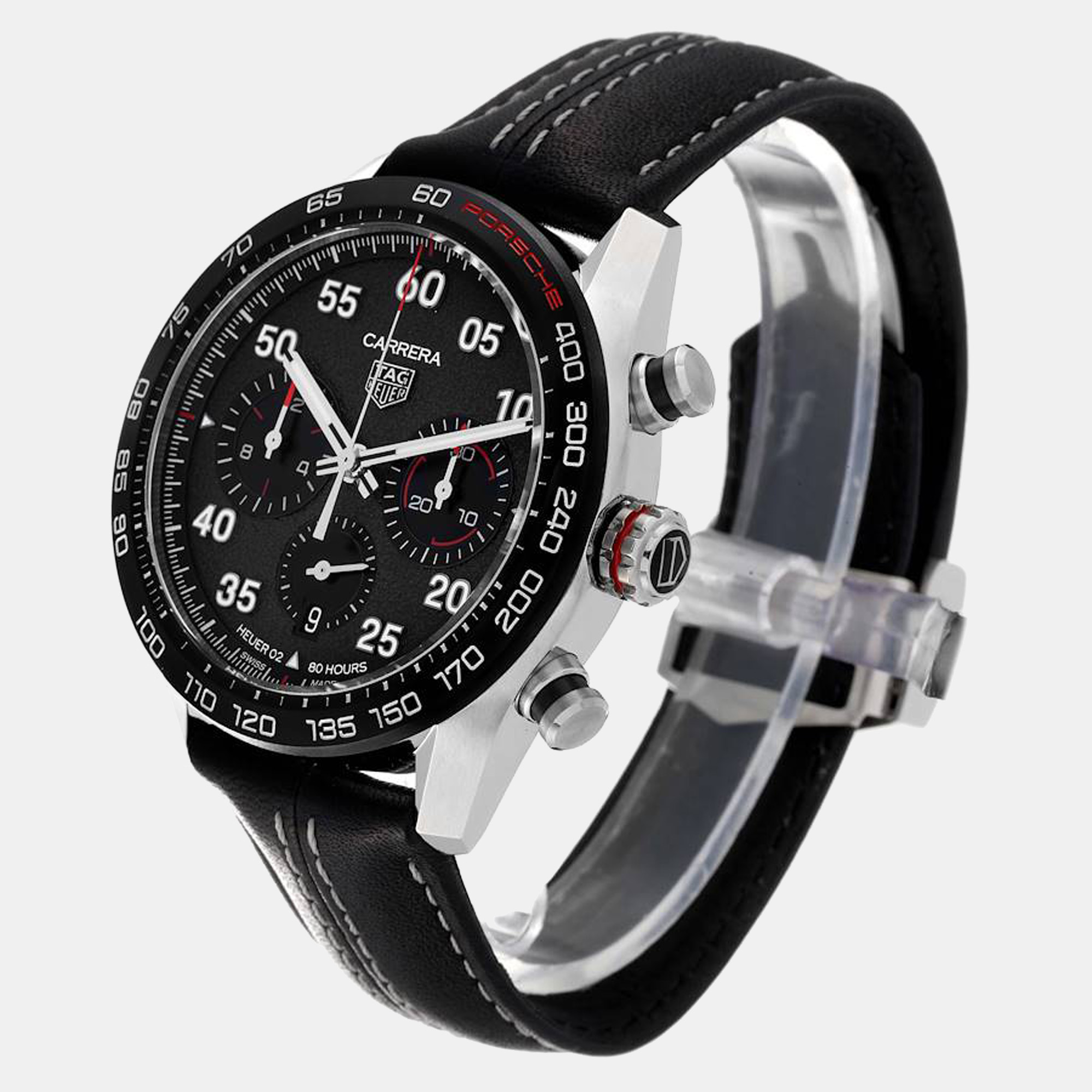 Tag Heuer Black Stainless Steel Carrera Porsche LE Chronograph CBN2A1F Men's Wristwatch 44 Mm