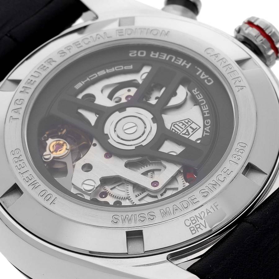 Tag Heuer Black Stainless Steel Carrera Porsche LE Chronograph CBN2A1F Men's Wristwatch 44 Mm