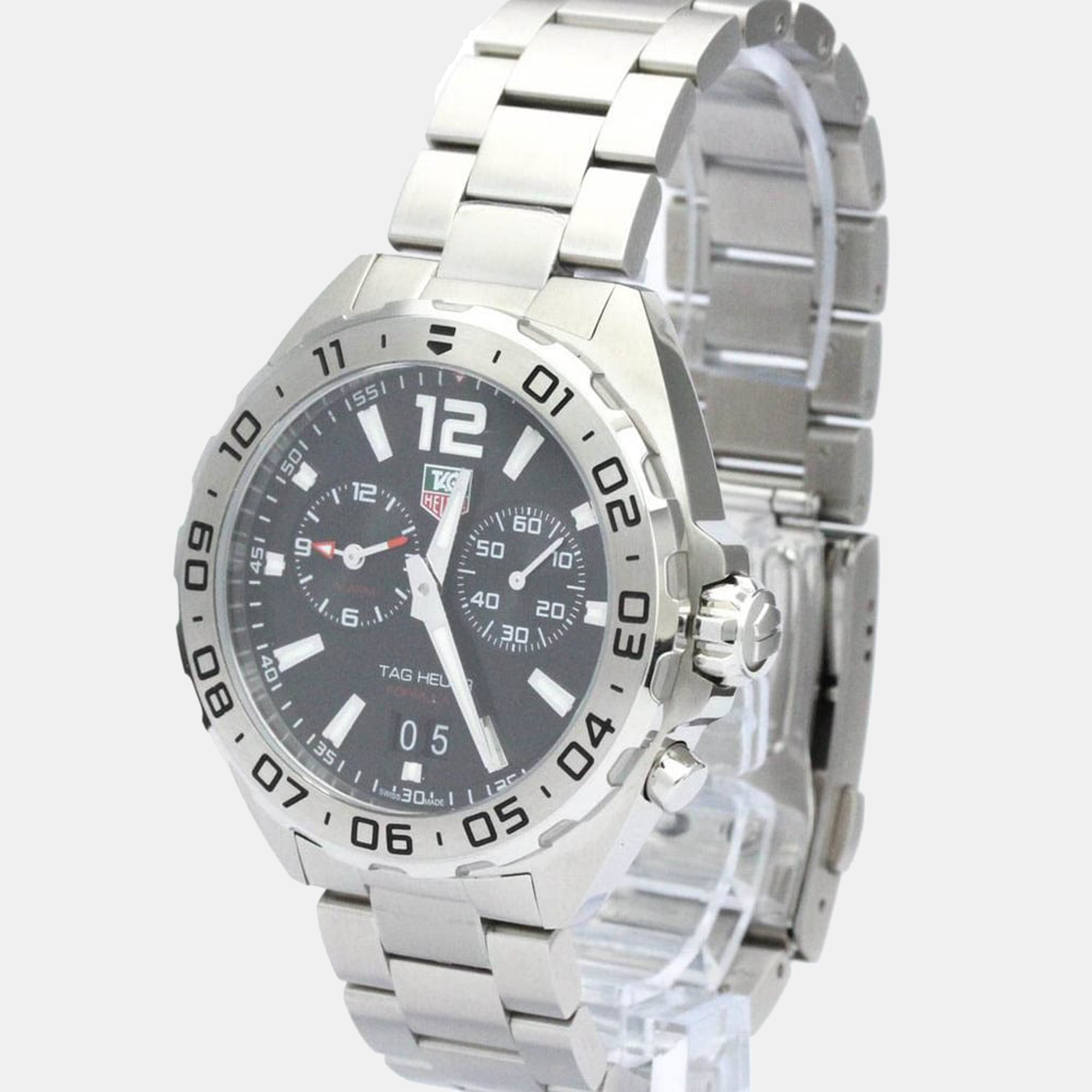 Tag Heuer Black Stainless Steel Formula 1 WAZ111A Quartz Men's Wristwatch 41mm