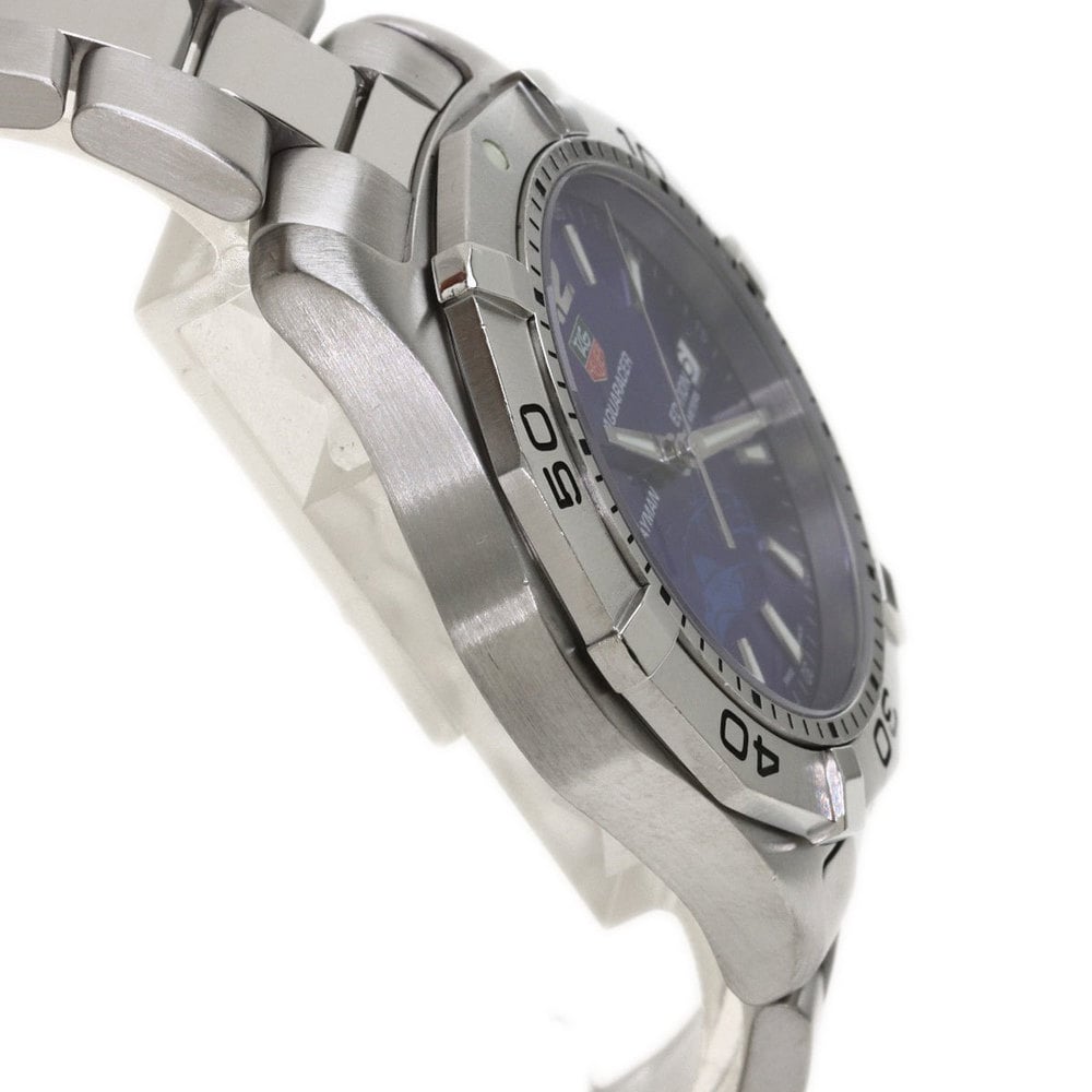 Tag Heuer Blue Stainless Steel Aquaracer WAF111F Men's Wristwatch 39 Mm