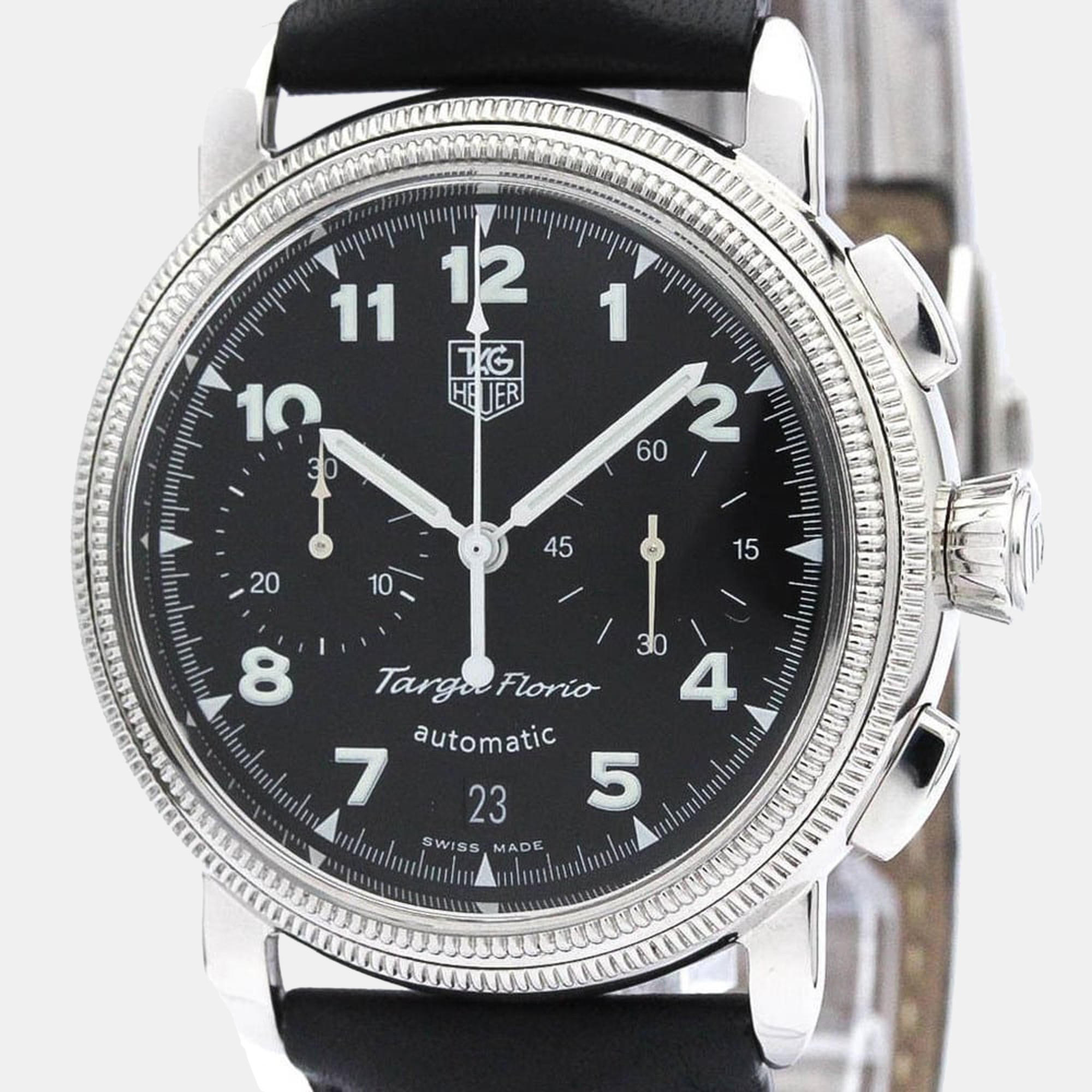 Tag Heuer Black Stainless Steel Targa Florio CX2110 Men's Wristwatch 40 Mm