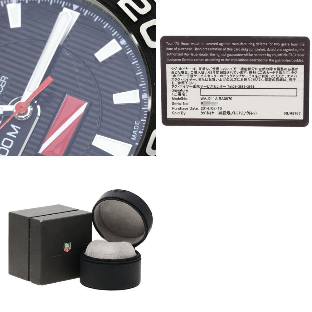 Tag Heuer Black Stainless Steel Aquaracer WAJ211A Men's Wristwatch 43 Mm