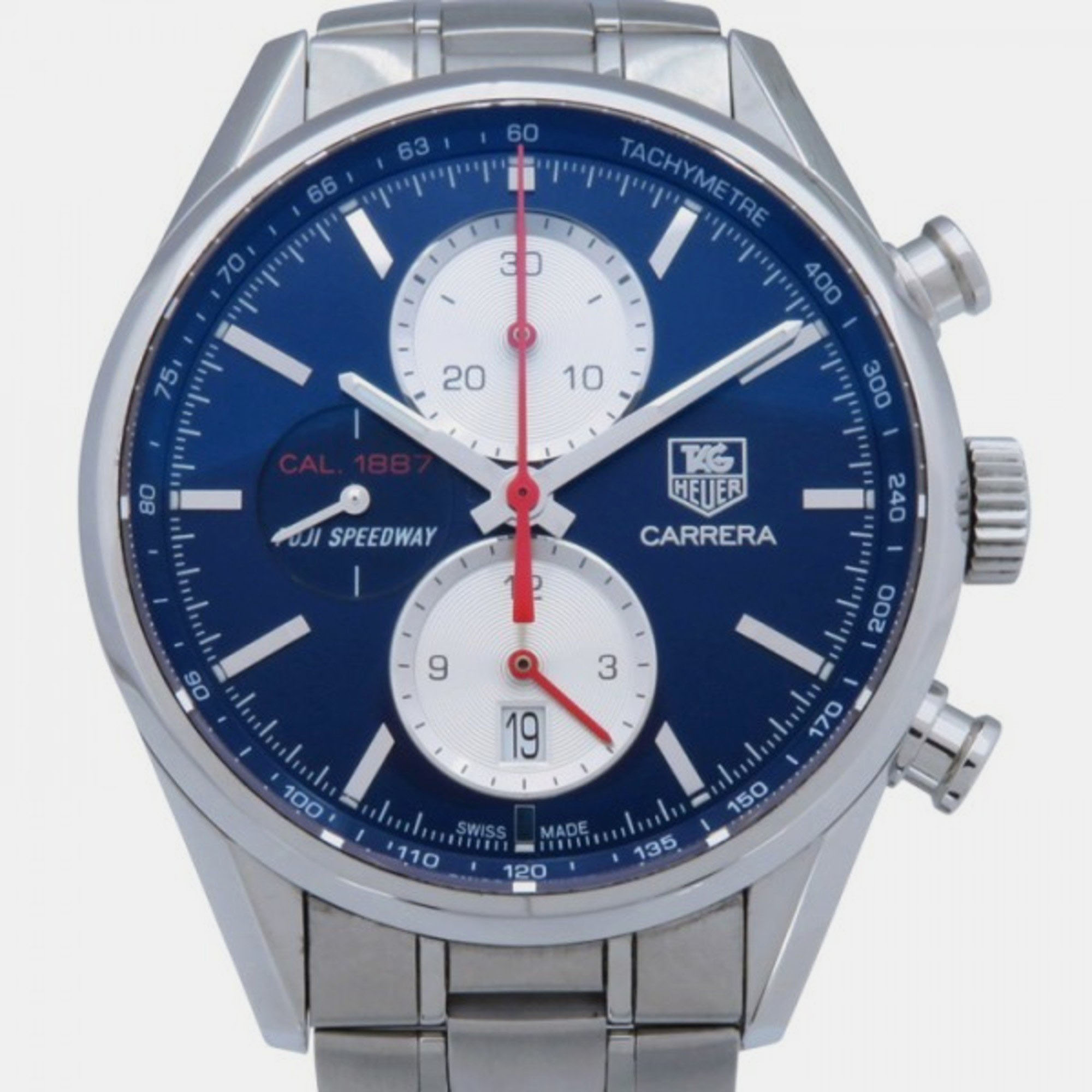 Tag heuer blue stainless steel carrera car211b.ba0724 automatic men's wristwatch 41 mm