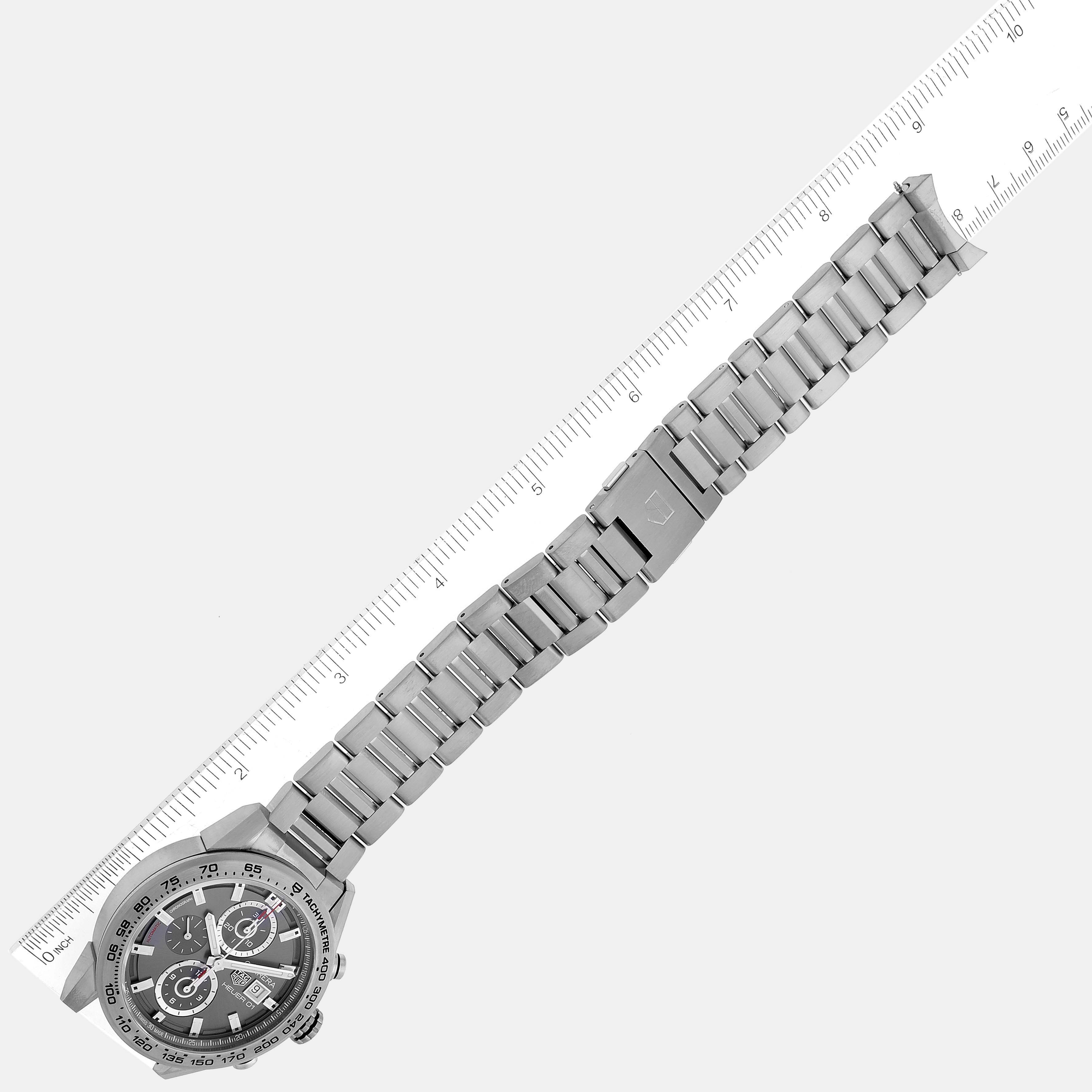 Tag Heuer Grey Titanium Carrera CAR208Z Automatic Men's Wristwatch 43 Mm