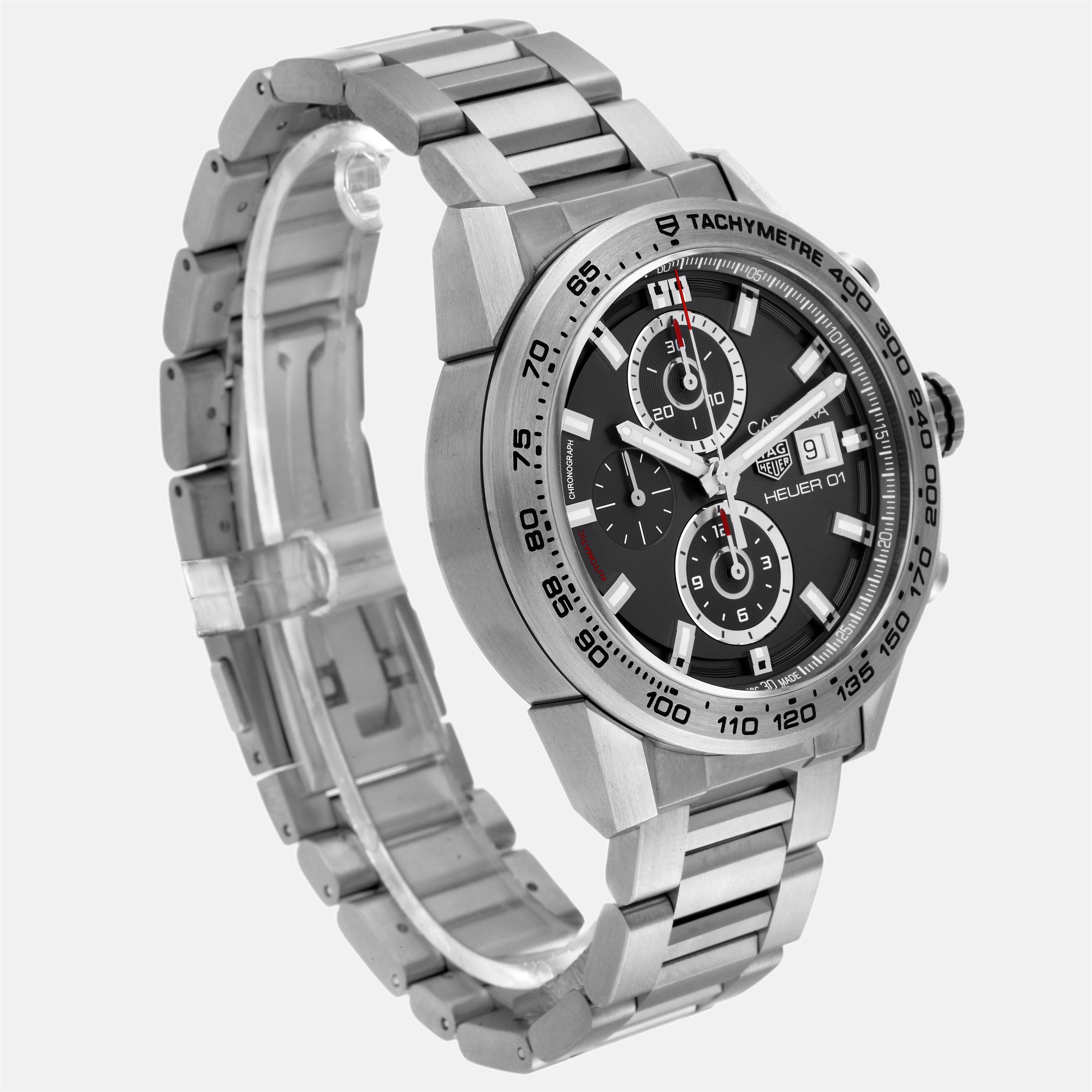 Tag Heuer Grey Titanium Carrera CAR208Z Automatic Men's Wristwatch 43 Mm