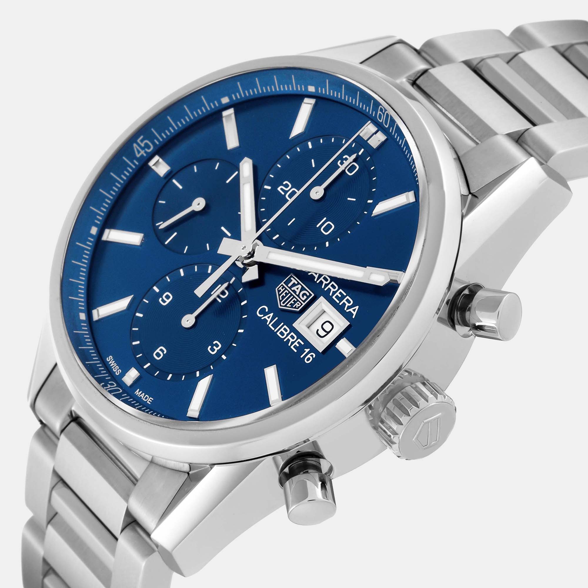Tag Heuer Blue Stainless Steel Carrera CBK2112 Automatic Men's Wristwatch 41 mm
Tag Heuer Blue Stainless Steel Carrera CBK2112 Automatic Men's Wristwatch 41 mm