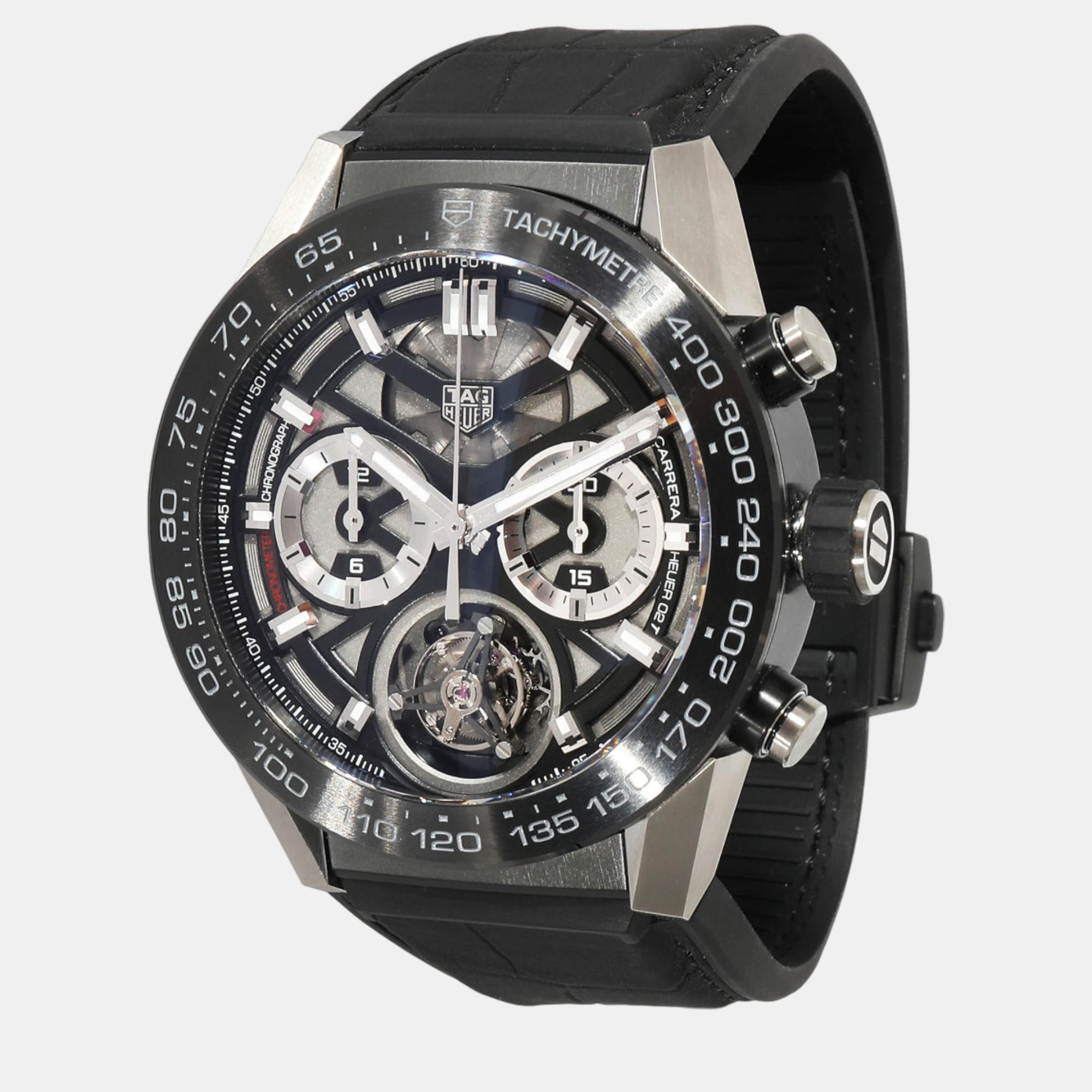 Tag Heuer Black Titanium Carrera CAR5A8Y.FC6377 Automatic Men's Wristwatch 45 Mm