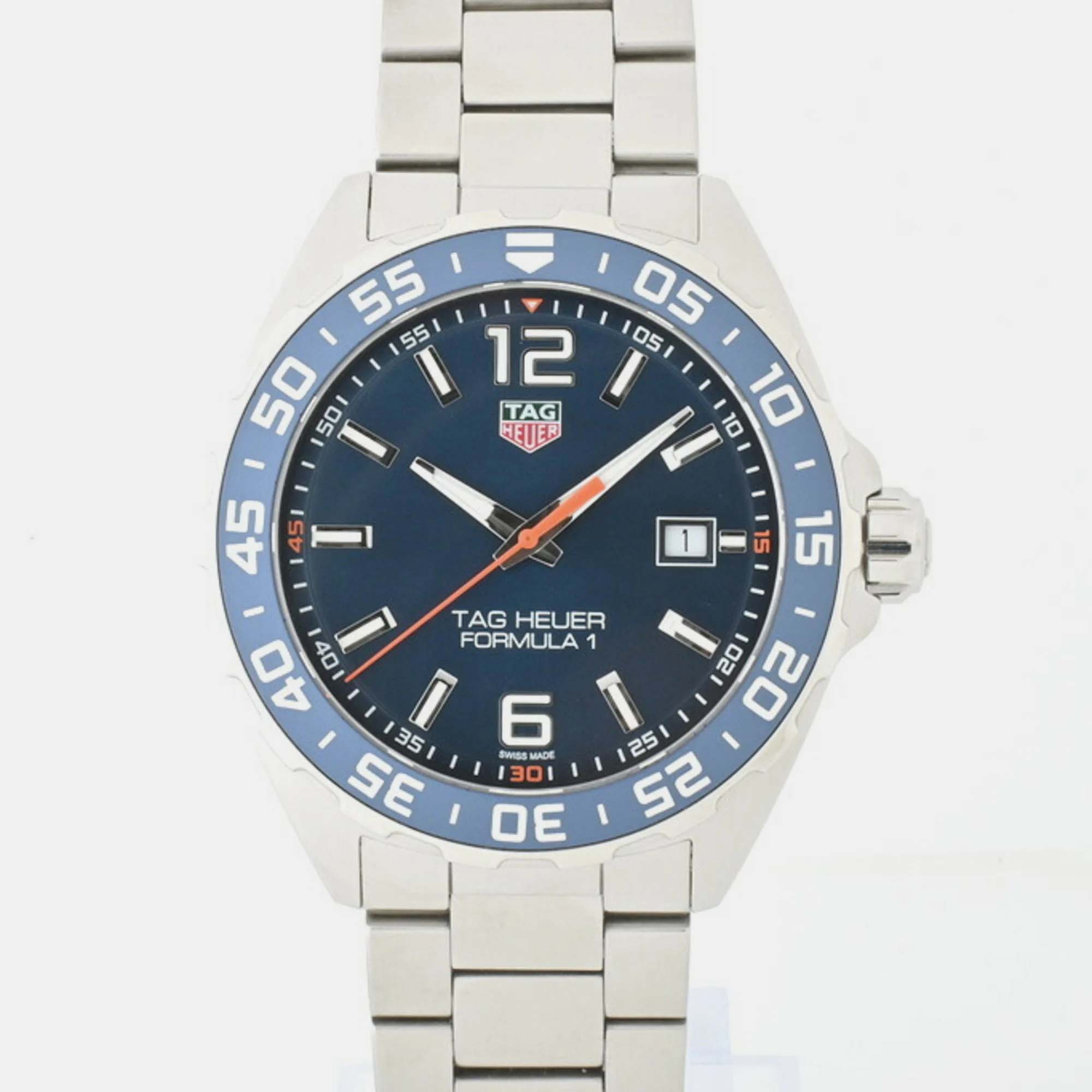 Tag Heuer Blue Stainless Steel Formula 1 WAZ1010.BA0842 Quartz Men's Wristwatch 43 Mm