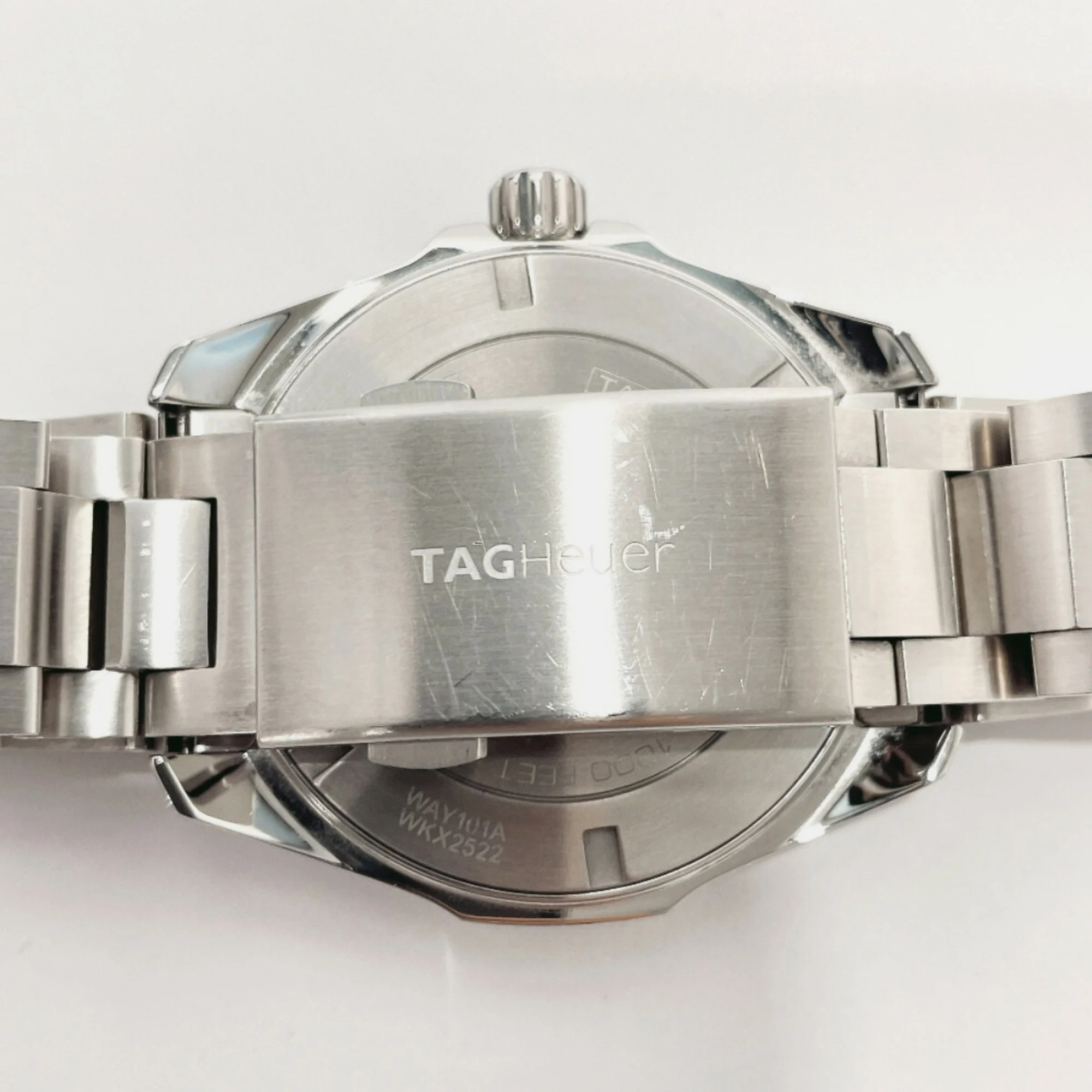 Tag Heuer Silver Stainless Steel Aquaracer WAY101A Quartz Men's Wristwatch 45.6 Mm