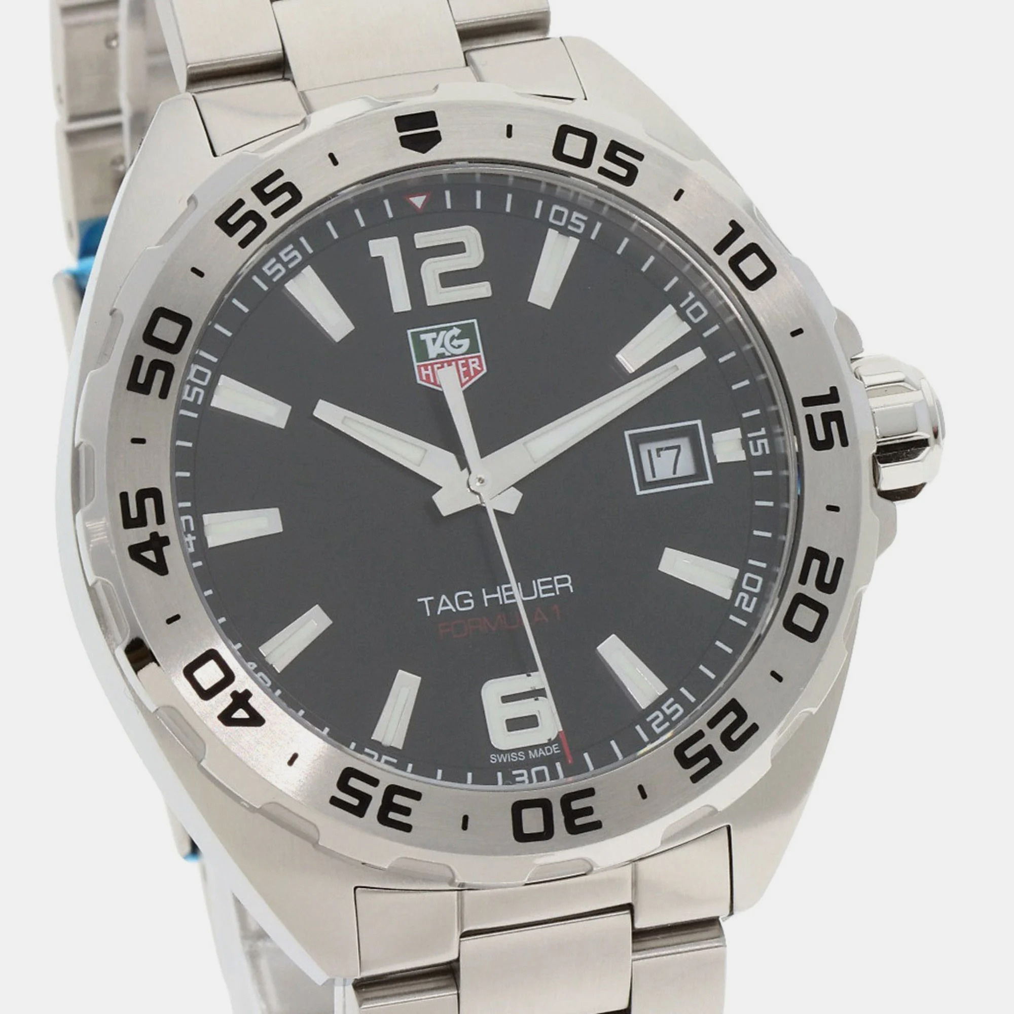 Tag Heuer Black Stainless Steel Formula 1 WAZ1112.BA0875 Quartz Men's Wristwatch 41 Mm