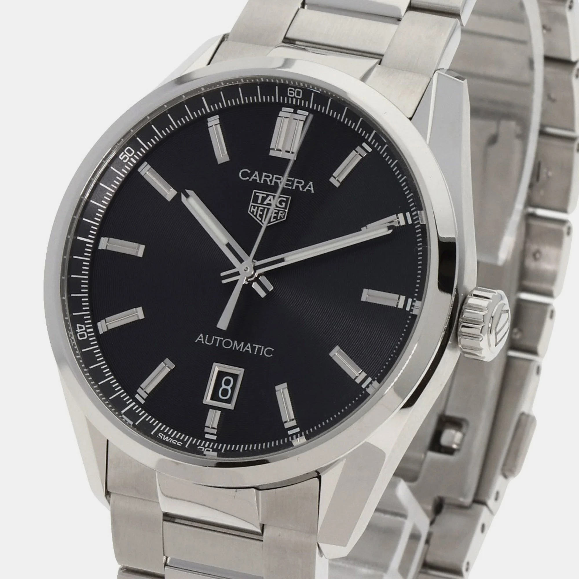 Tag Heuer Black Stainless Steel Carrera WBN2110.BA0639 Automatic Men's Wristwatch 39 Mm