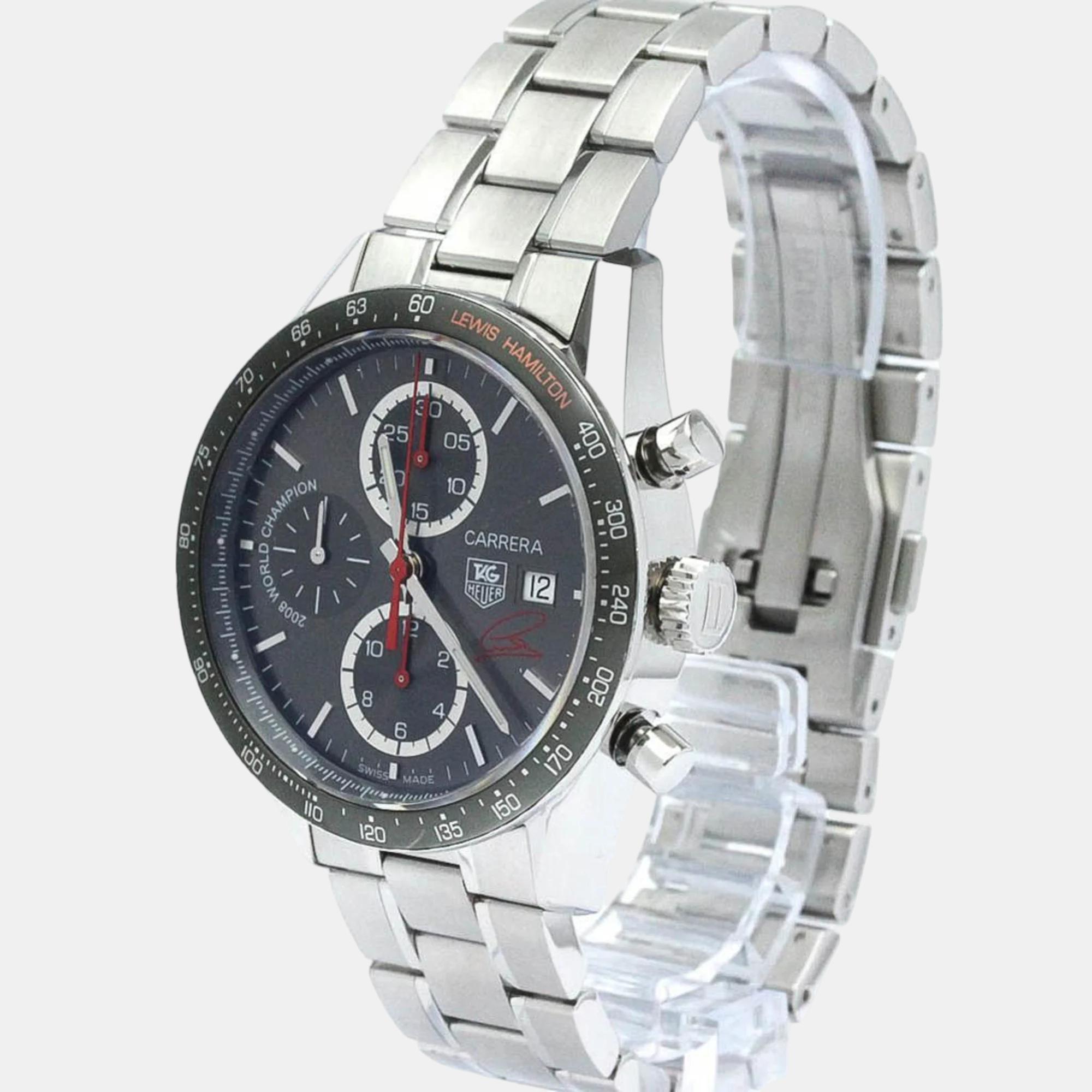 Tag Heuer Grey Stainless Steel Carrera CV201M Automatic Men's Wristwatch 41 Mm