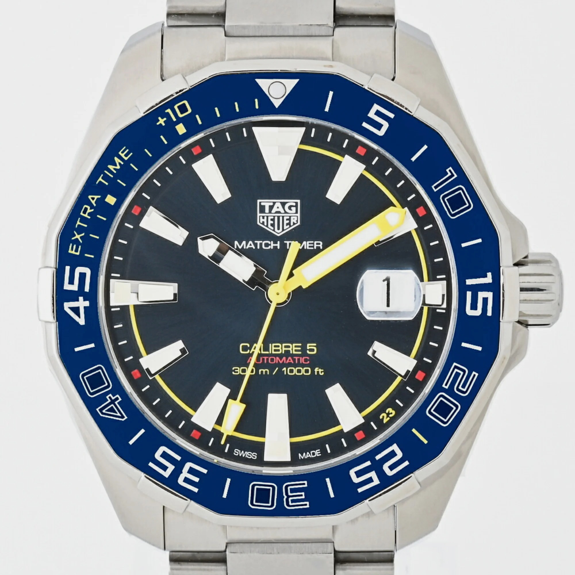 Tag Heuer Blue Stainless Steel Aquaracer WAY201H.BA0927 Automatic Men's Wristwatch 43 Mm