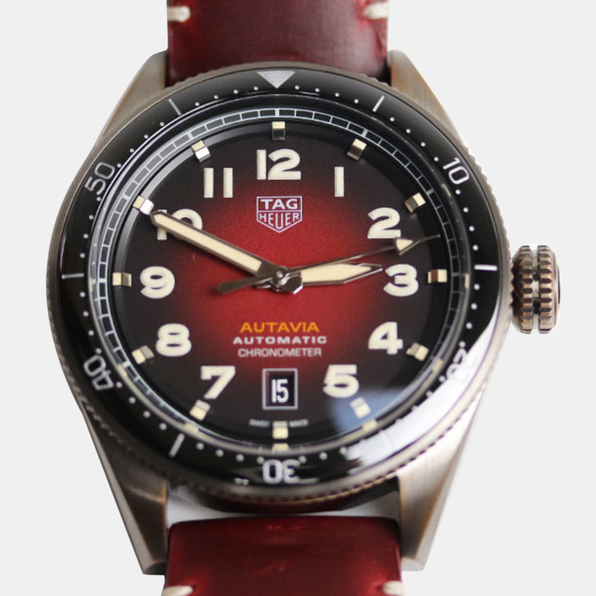 Tag Heuer Red Ceramic Autavia Heritage WBE5192.FC8300 Automatic Men's Wristwatch 42 Mm