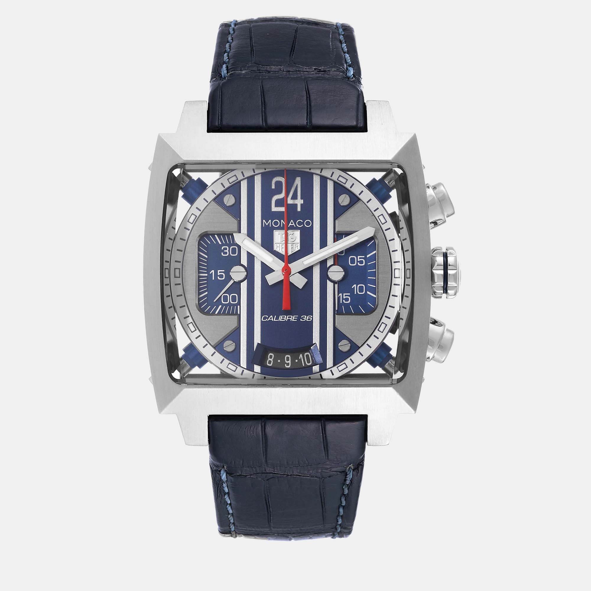 Tag Heuer Blue Stainless Steel Monaco CAL5111 Automatic Men's Wristwatch 40.5 Mm