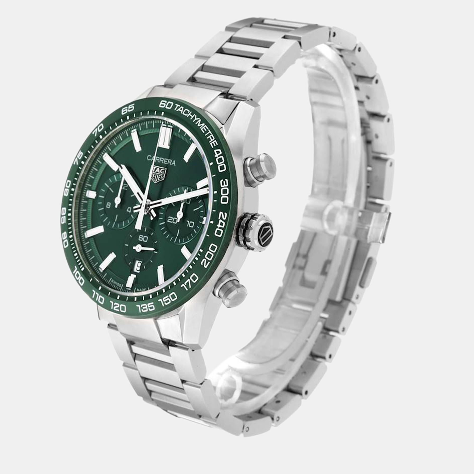 Tag Heuer Green Stainless Steel Carrera CBN2A1N Automatic Men's Wristwatch 44 Mm