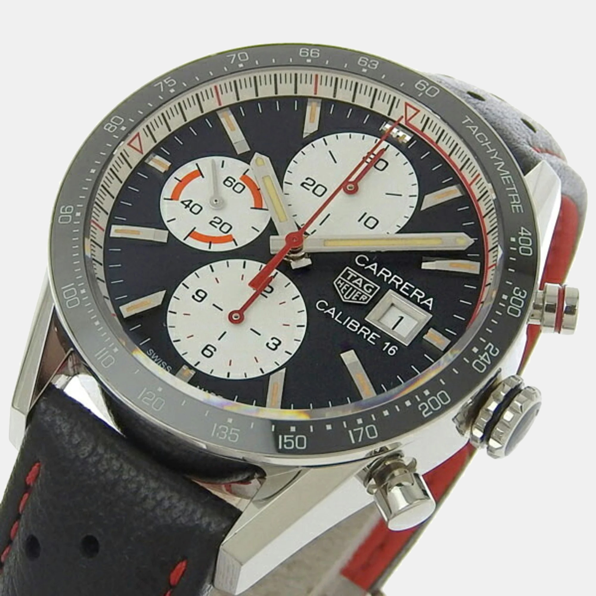 Tag Heuer Black Stainless Steel Carrera CV201AP Automatic Men's Wristwatch 41 Mm