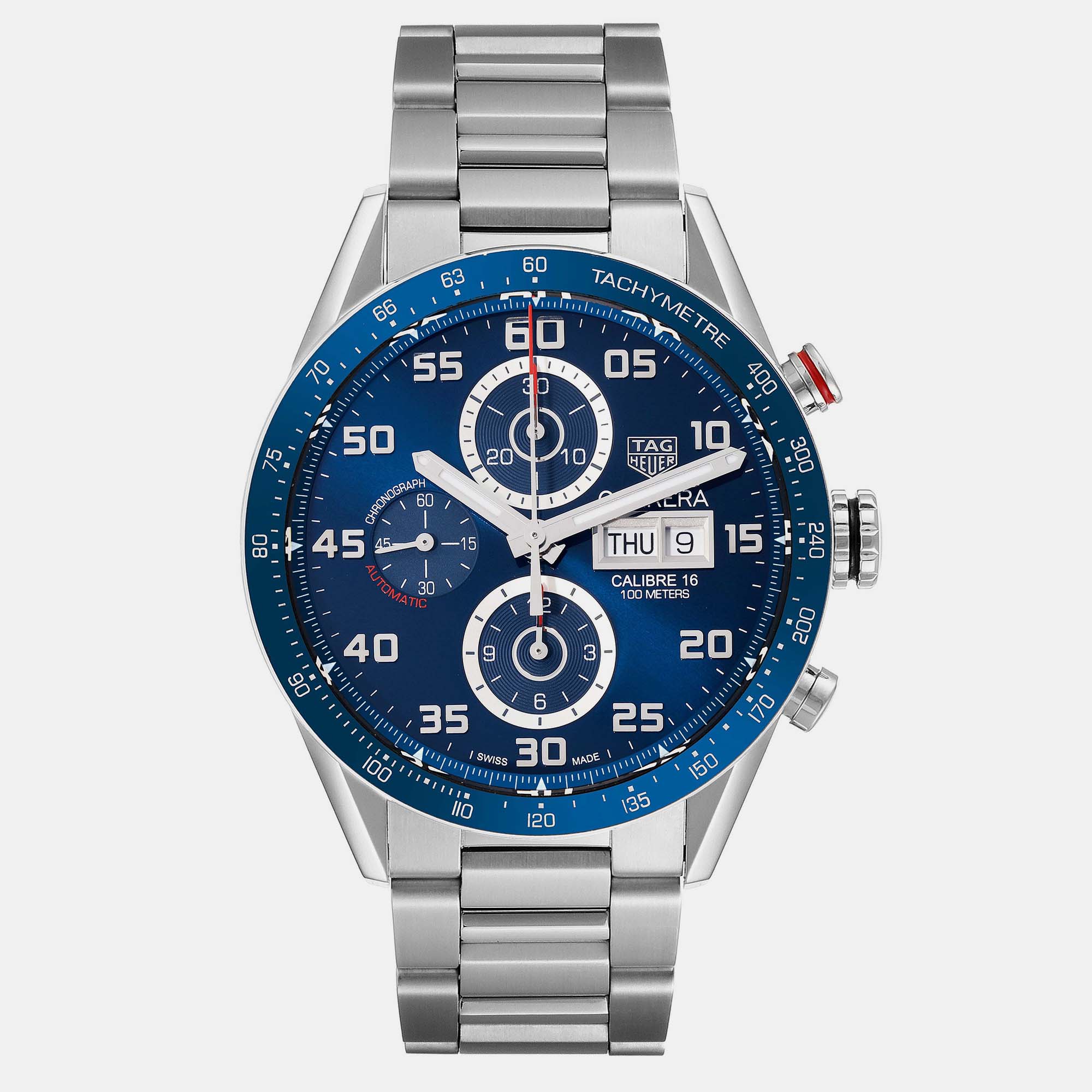 Tag heuer blue stainless steel carrera automatic men's wristwatch 43 mm