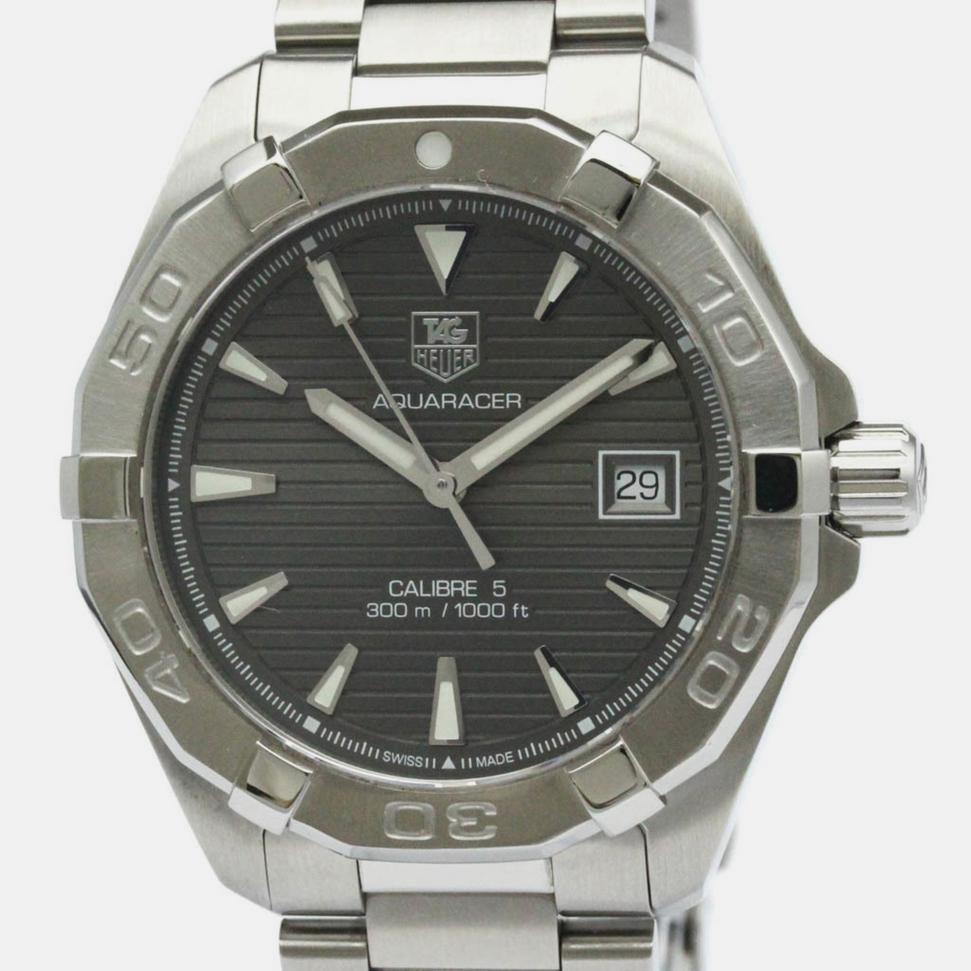 Tag heuer grey stainless steel aquaracer  automatic men's wristwatch 41 mm