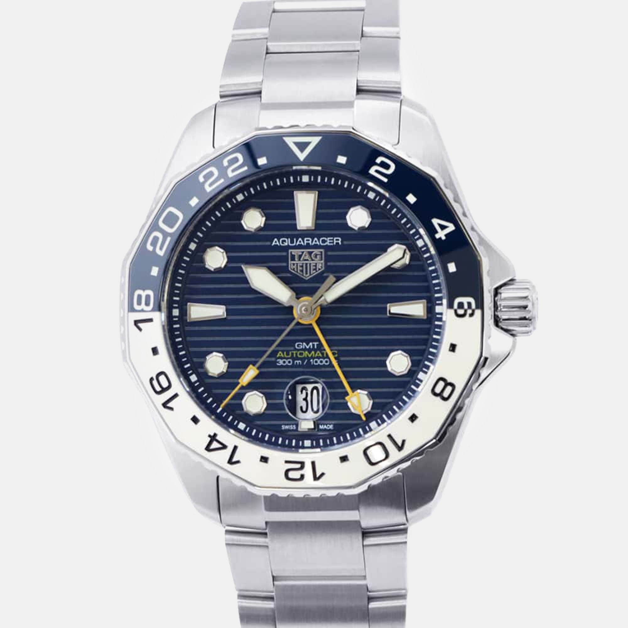 Tag heuer blue stainless steel aquaracer wbp2010 automatic men's wristwatch 43 mm