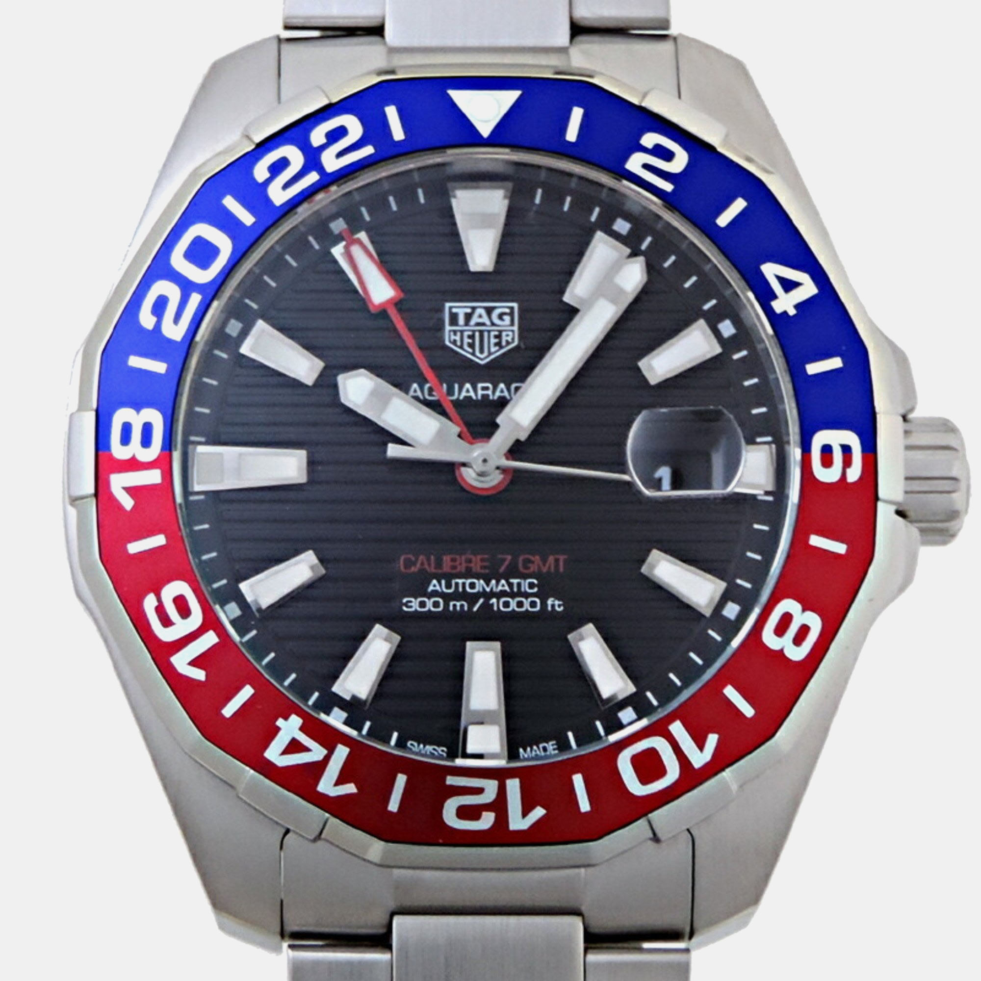 Tag heuer black stainless steel aquaracer automatic men's wristwatch 45 mm