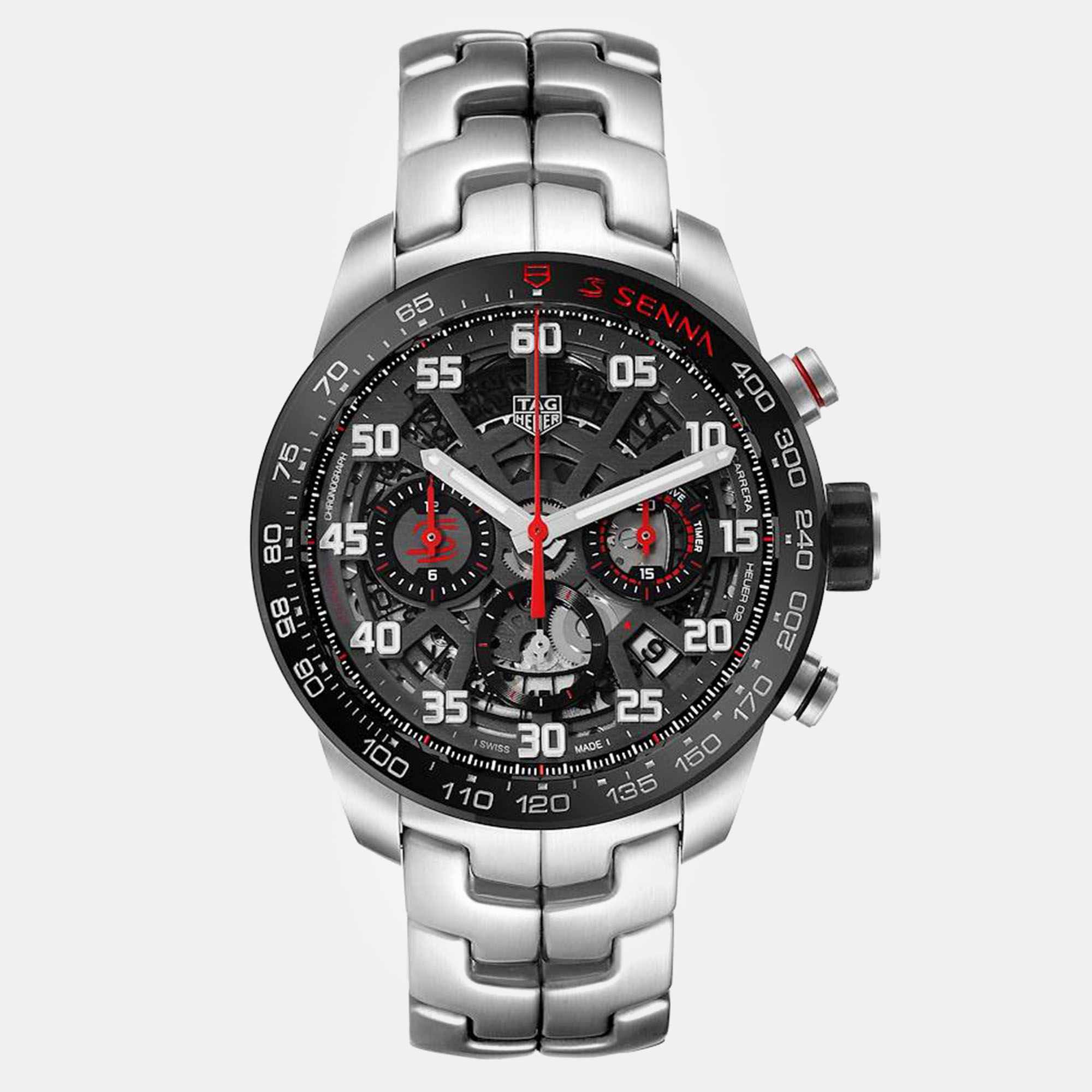 Tag heuer skeleton stainless steel carrera automatic men's wristwatch 43 mm