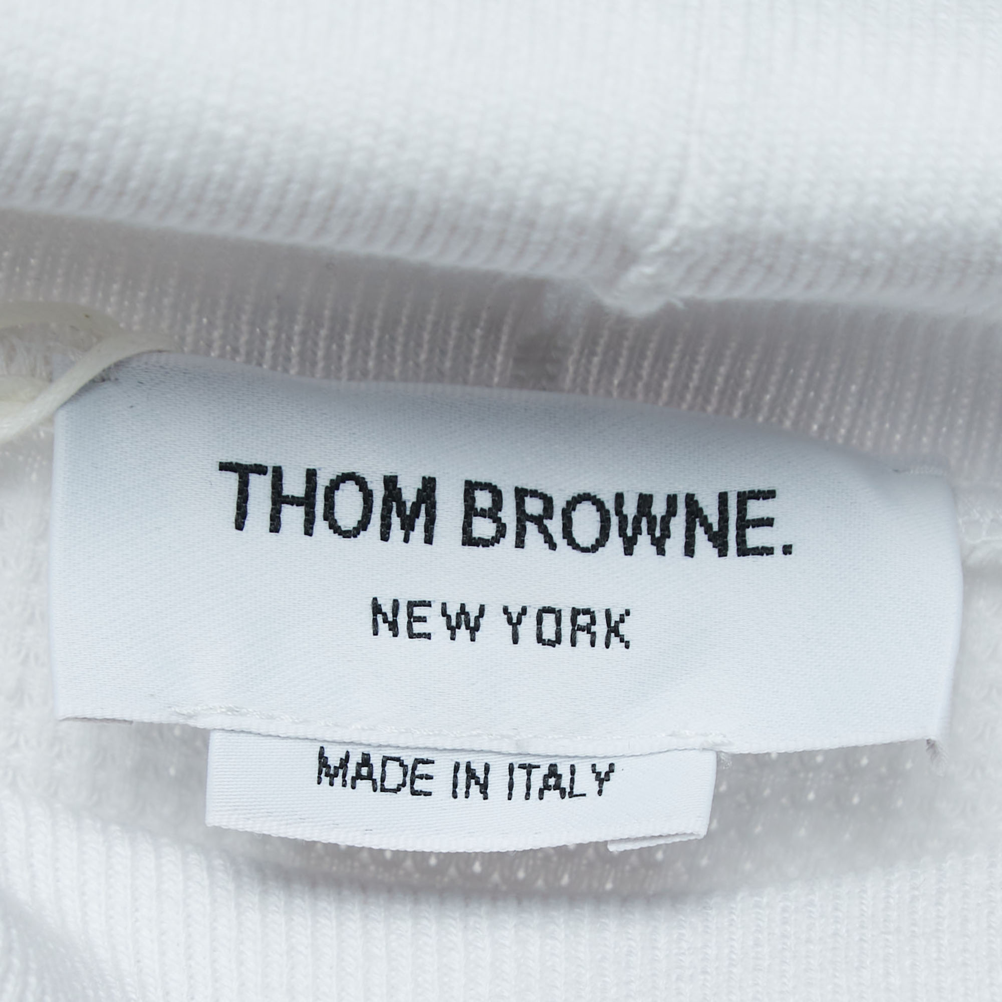 Thom Browne White Waffle Knit Turtleneck Sweater L