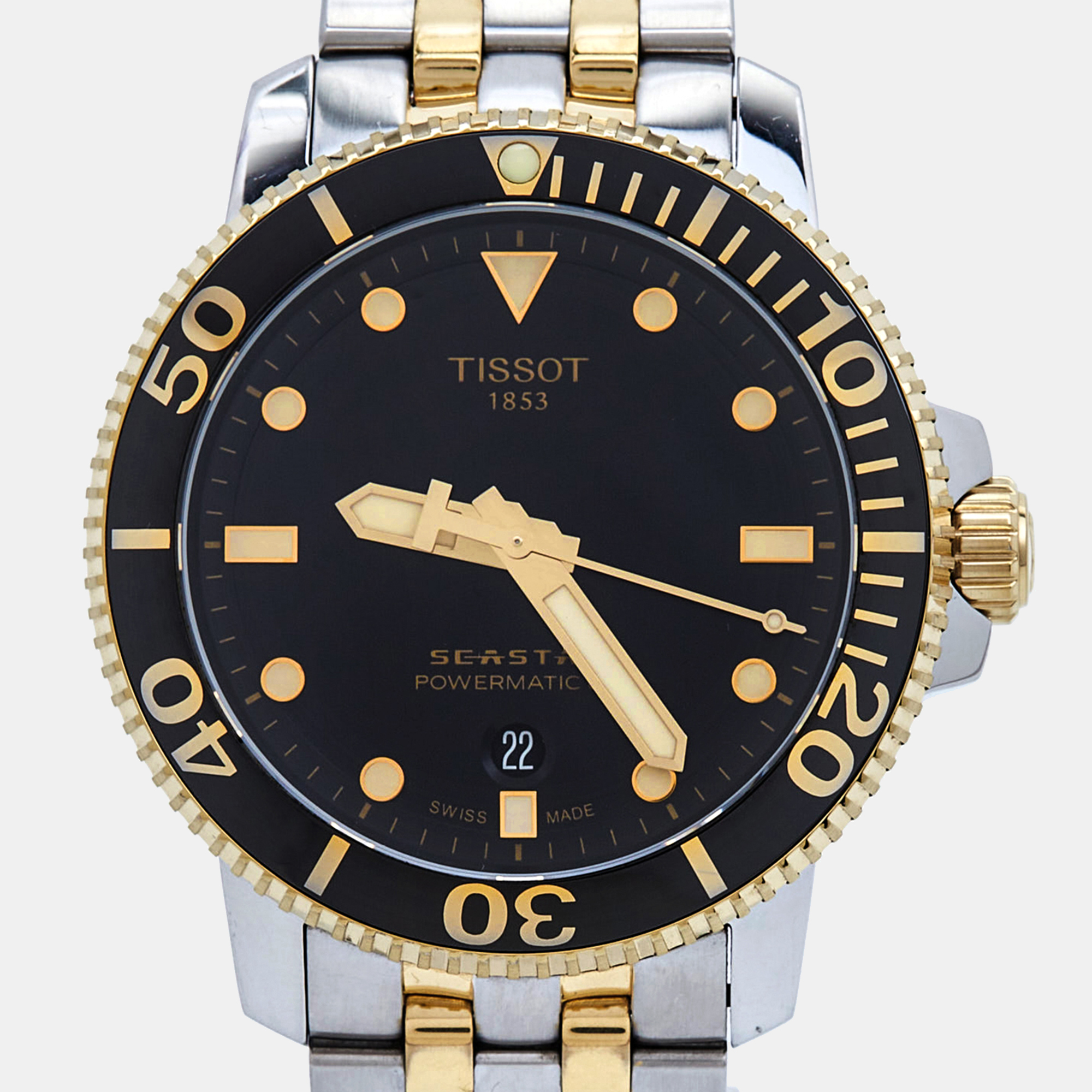 Tissot Black Two-Tone Stainless Steel Seastar 1000 T120.407.22.051.00 Men's Wristwatch 43 Mm