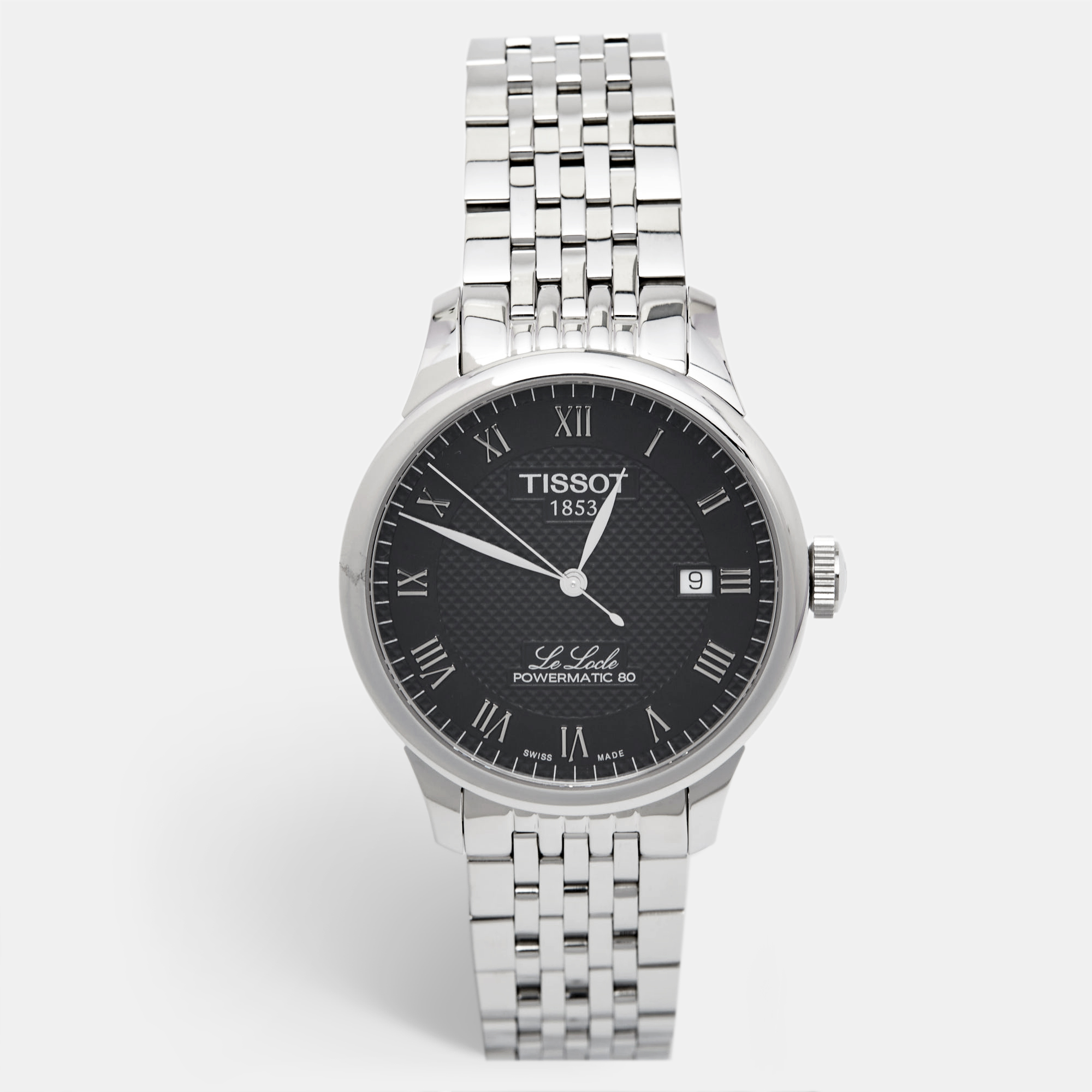 Tissot black stainless steel le locle t006.407.11.053.00 men's wristwatch 39 mm