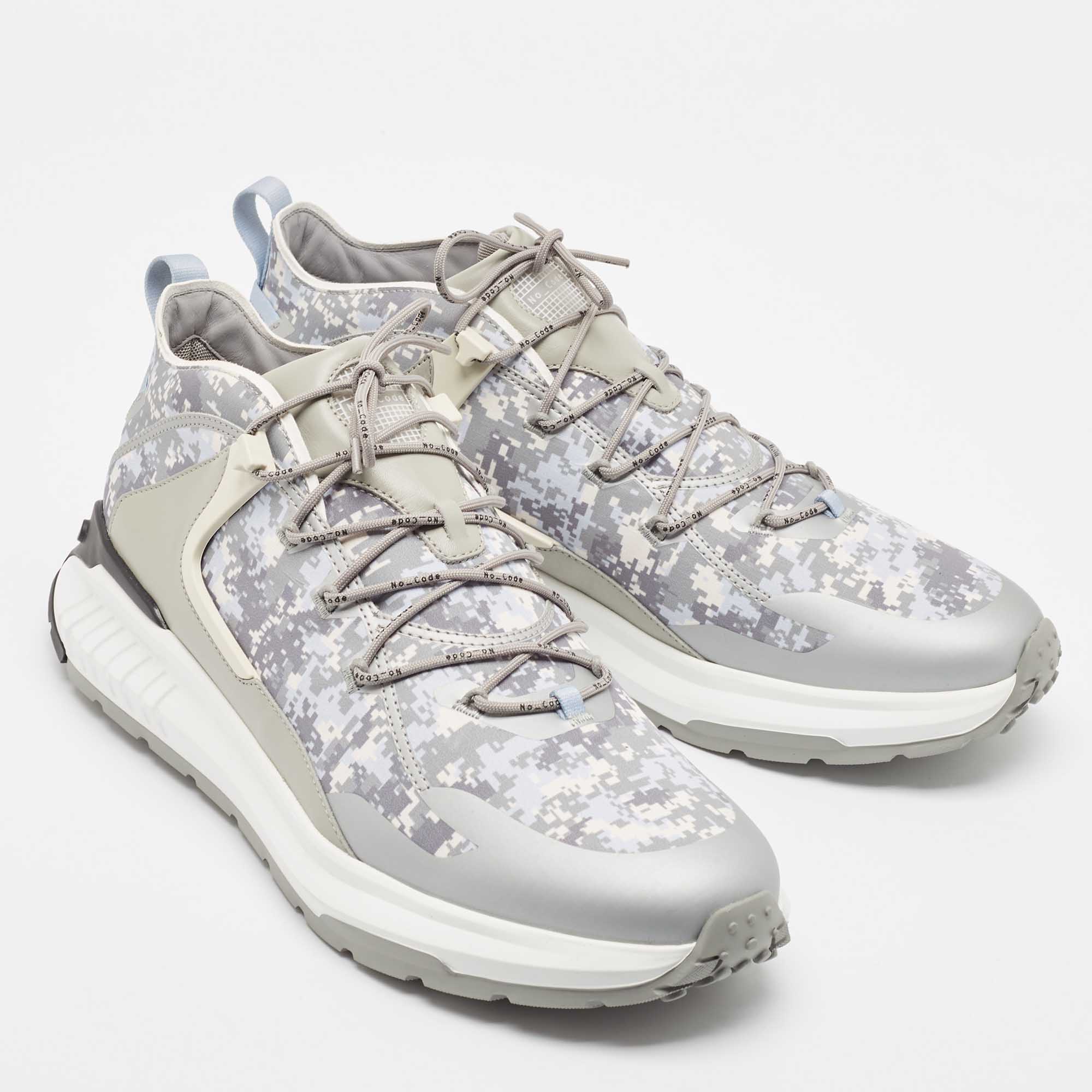 Tod's Grey Camouflage Print Fabric No Code J Sneakers Size 45.5