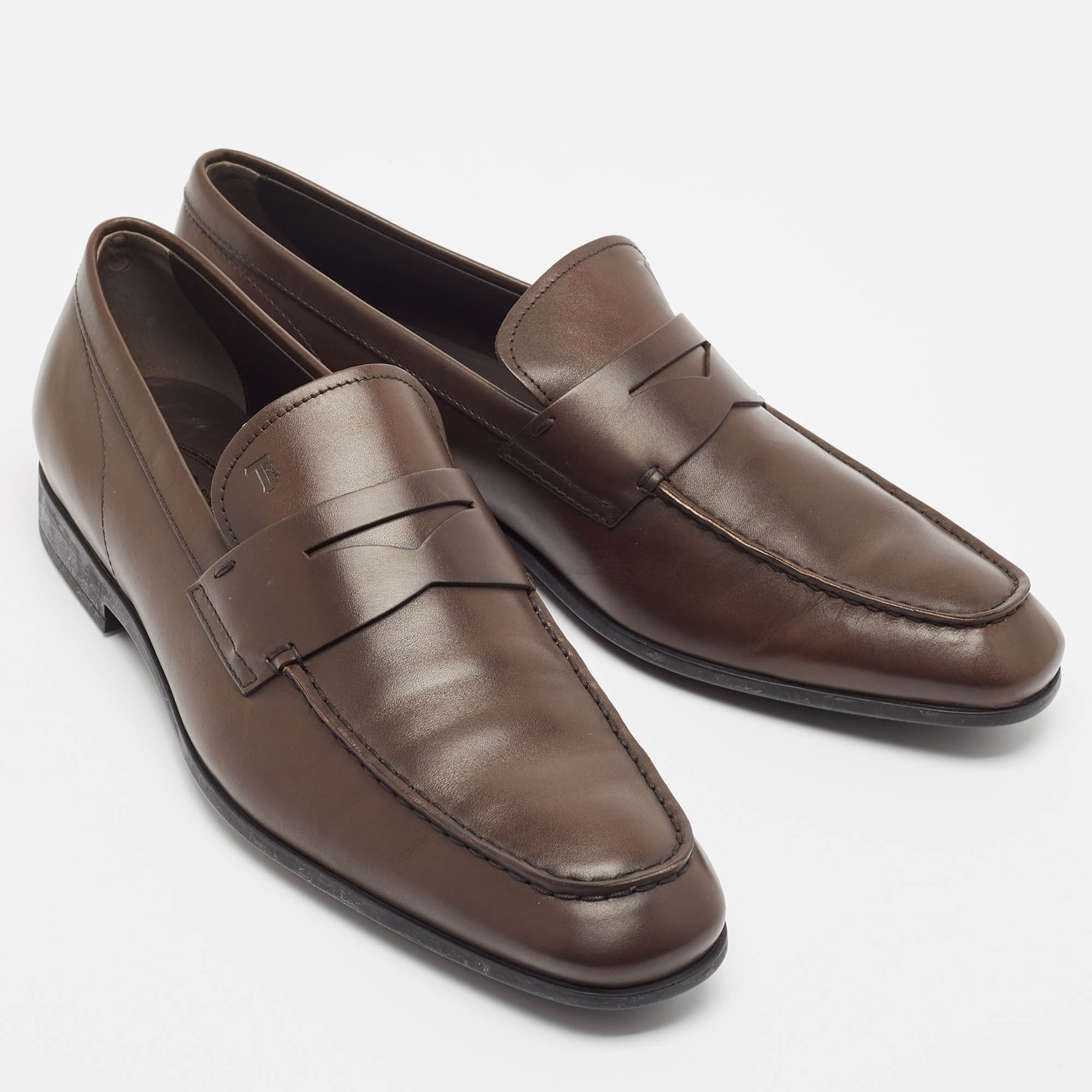 Tod's Brown Leather Penny Loafers Size 45.5