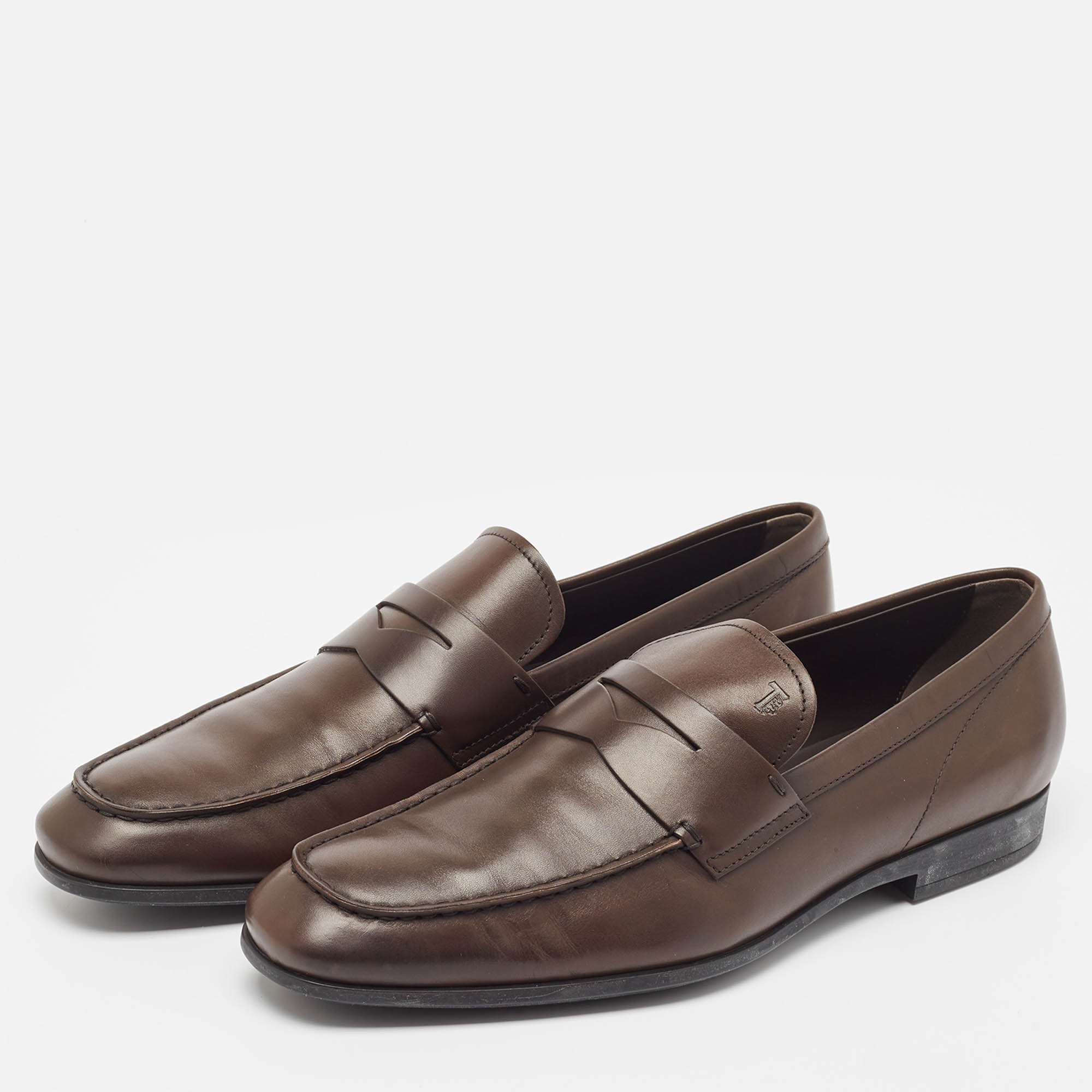 Tod's Brown Leather Penny Loafers Size 45.5