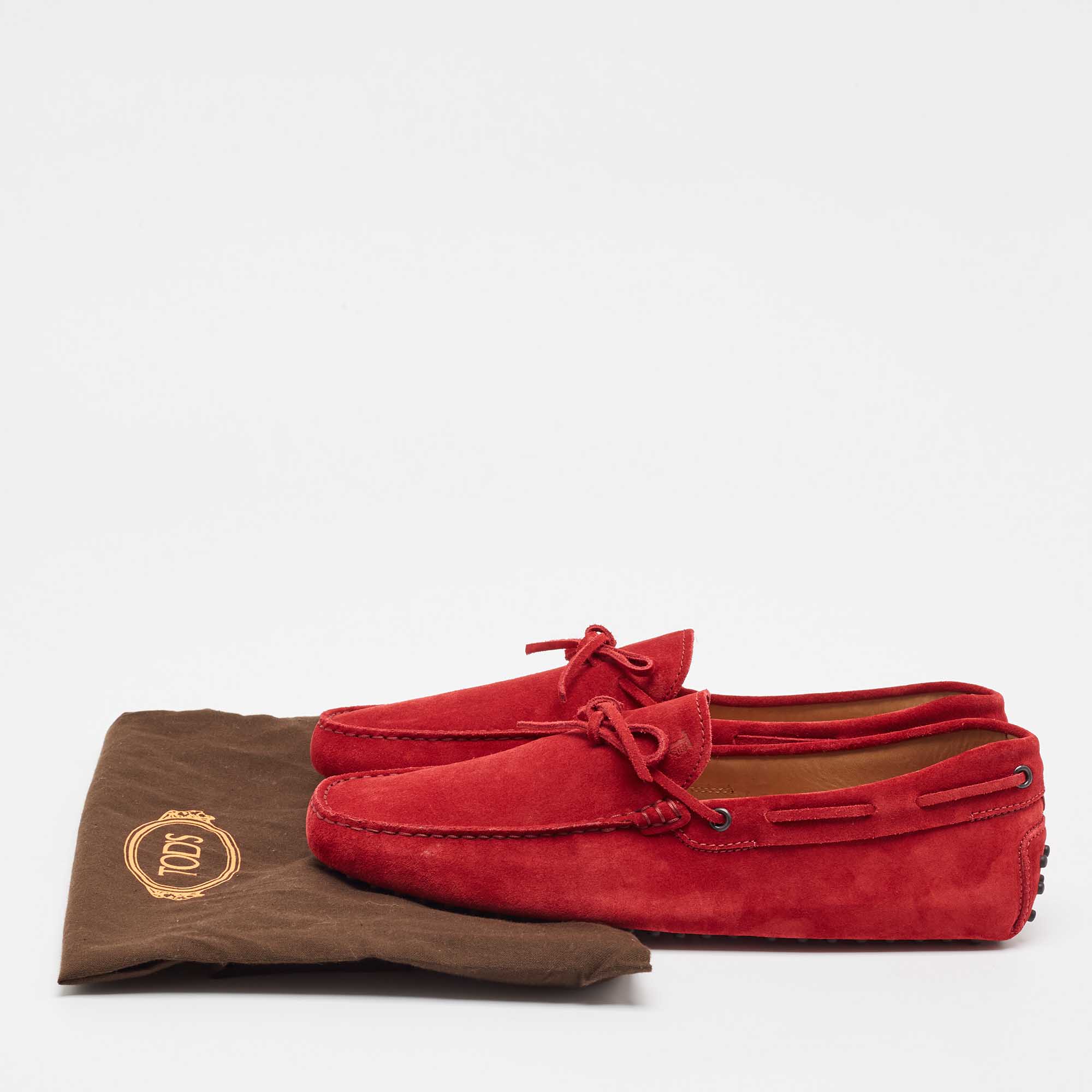 Tod's Red Suede Slip On Loafers Size 44.5