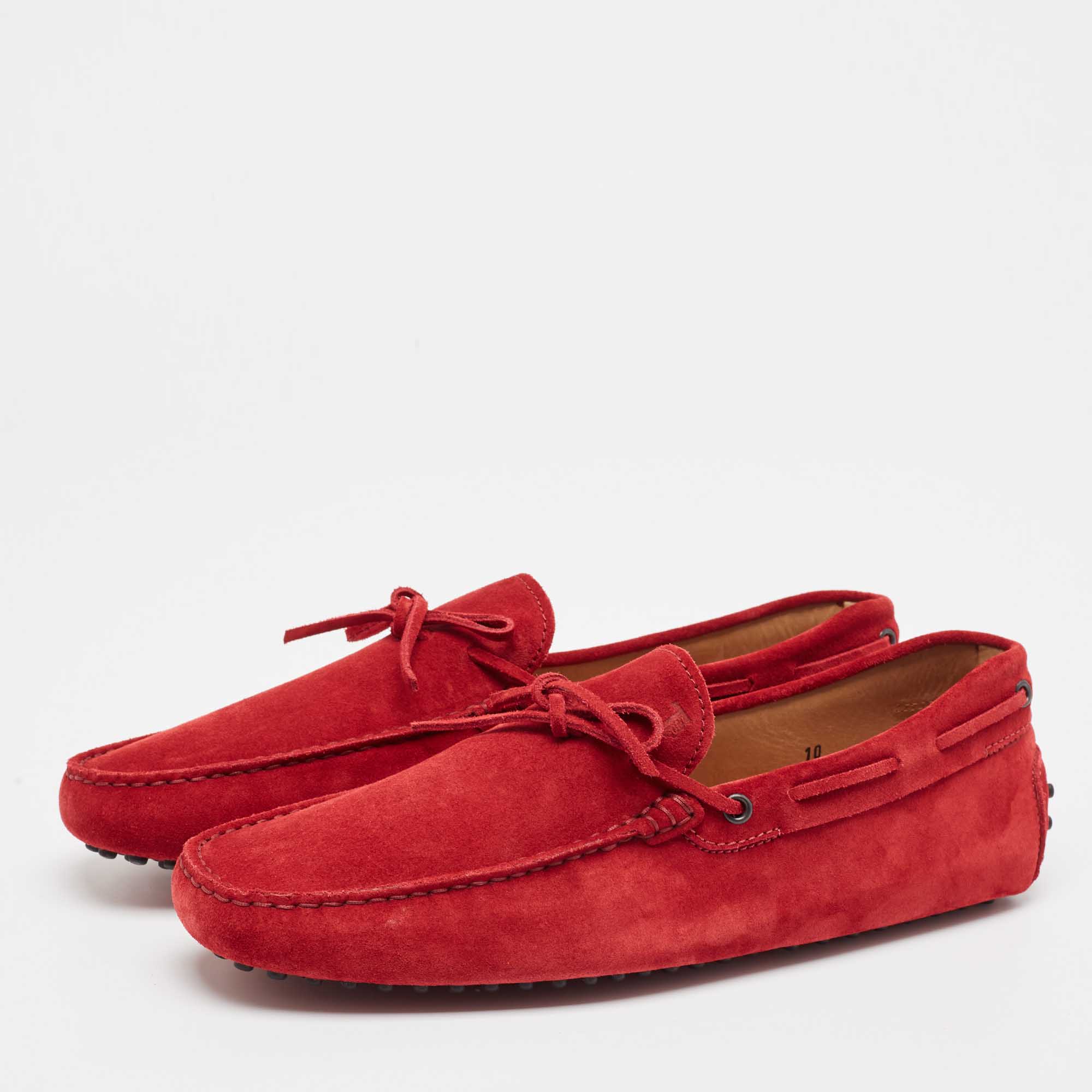 Tod's Red Suede Slip On Loafers Size 44.5