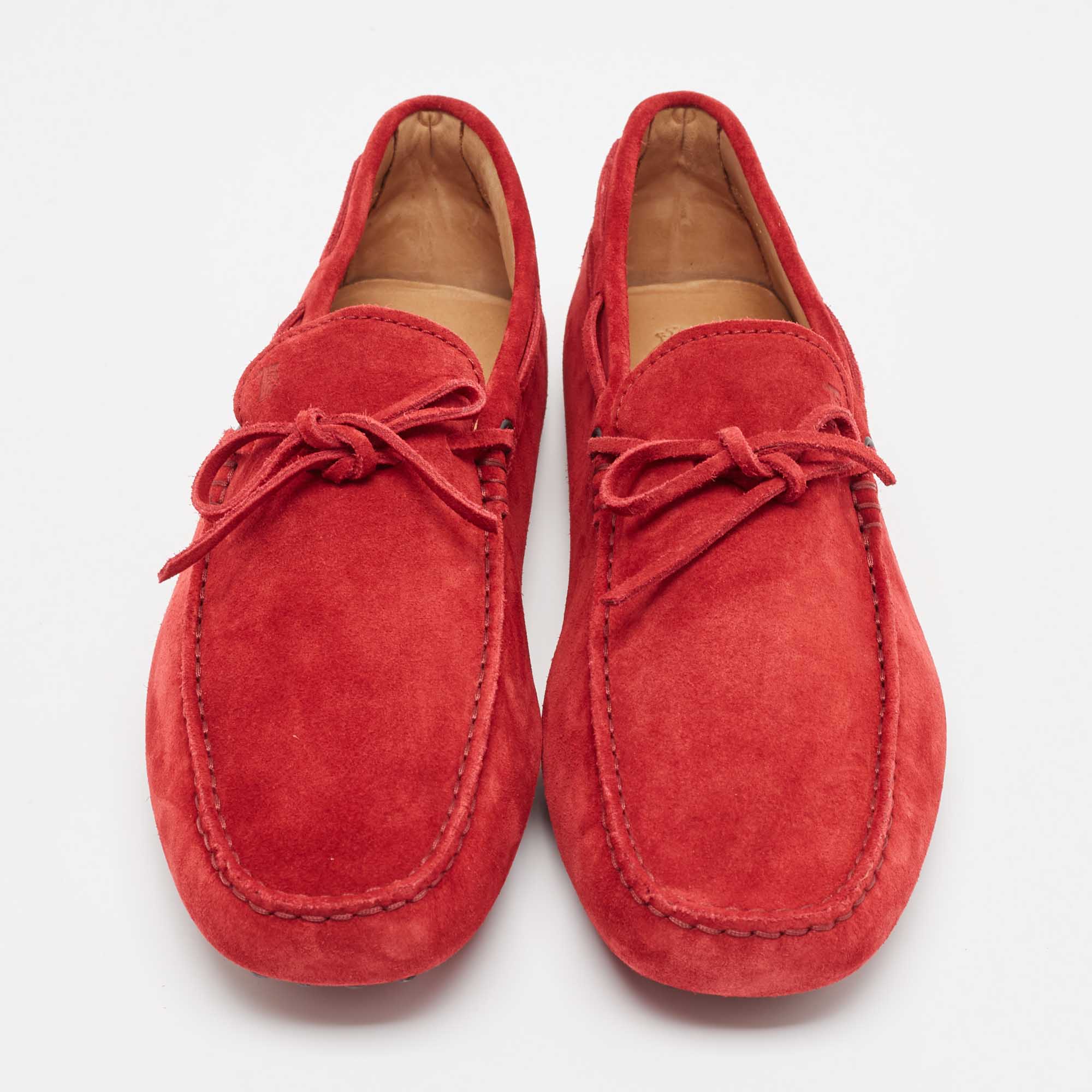 Tod's Red Suede Slip On Loafers Size 44.5