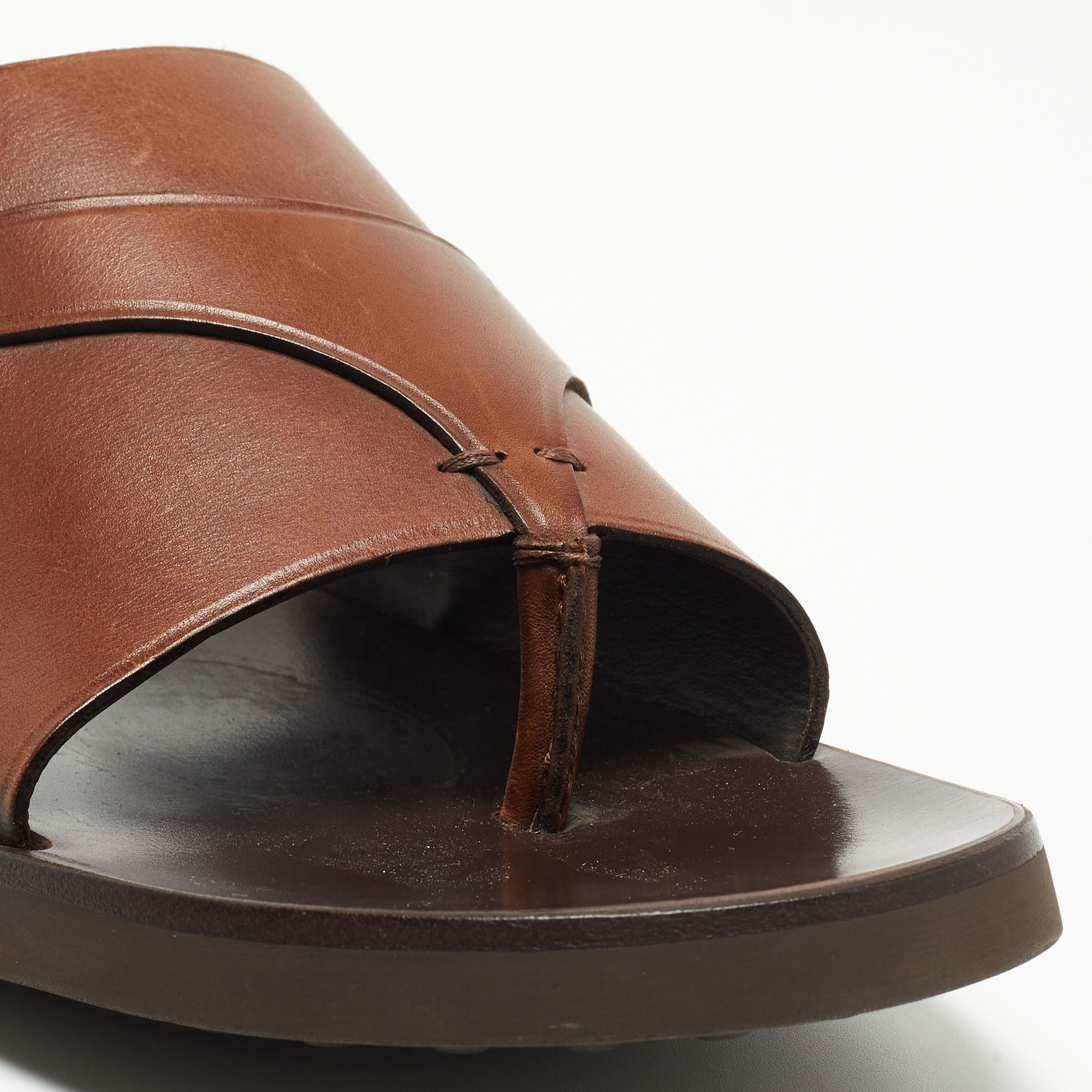 Tod's Brown Leather Slide Sandals Size 45.5