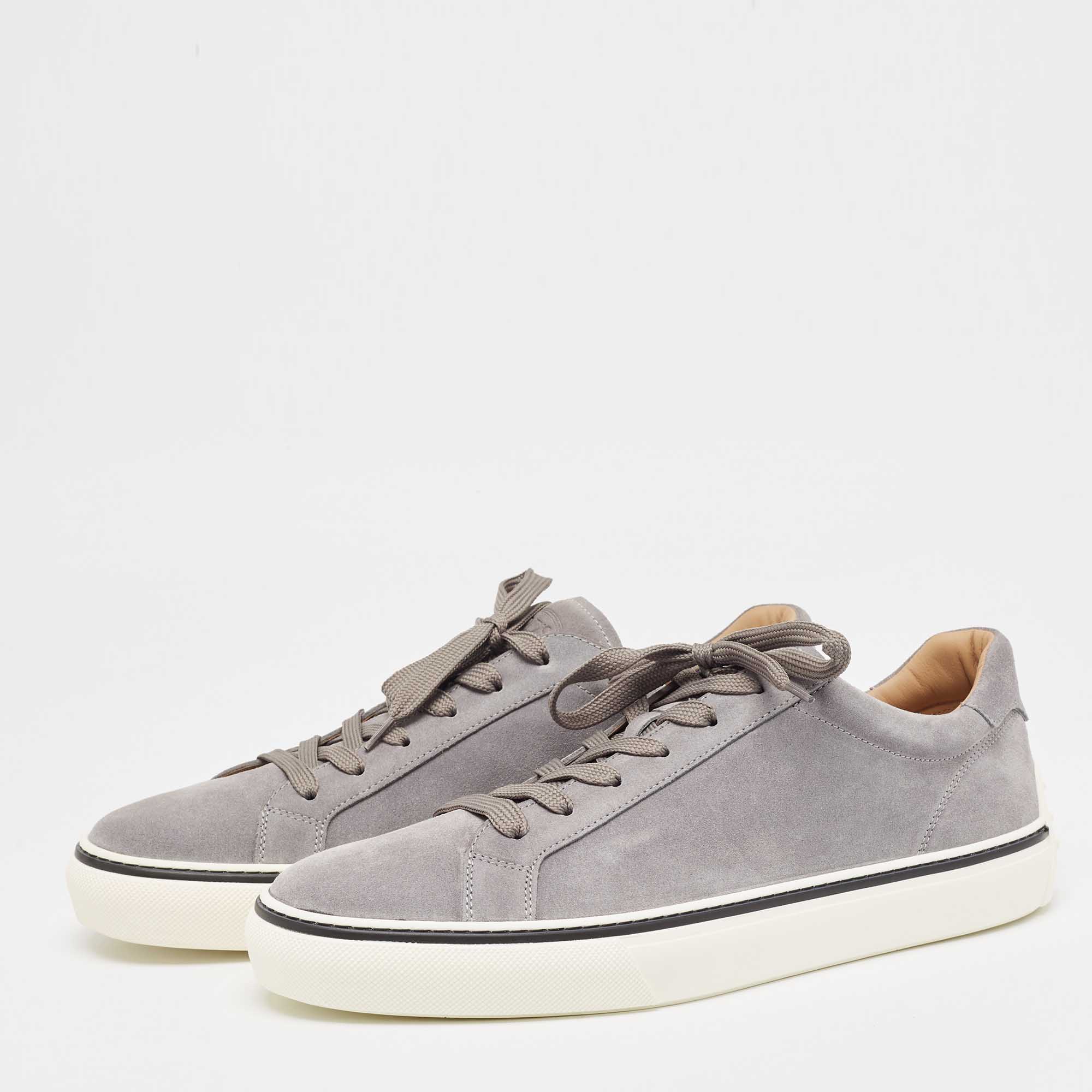 Tod's Grey Suede Low Top Sneakers Size 45.5