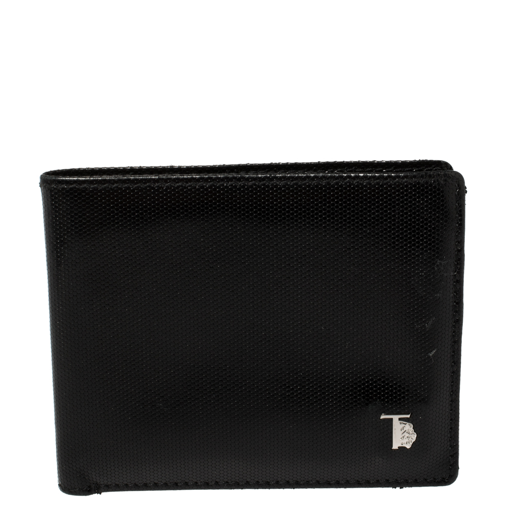 Tod's Black Patent Leather Bifold Wallet