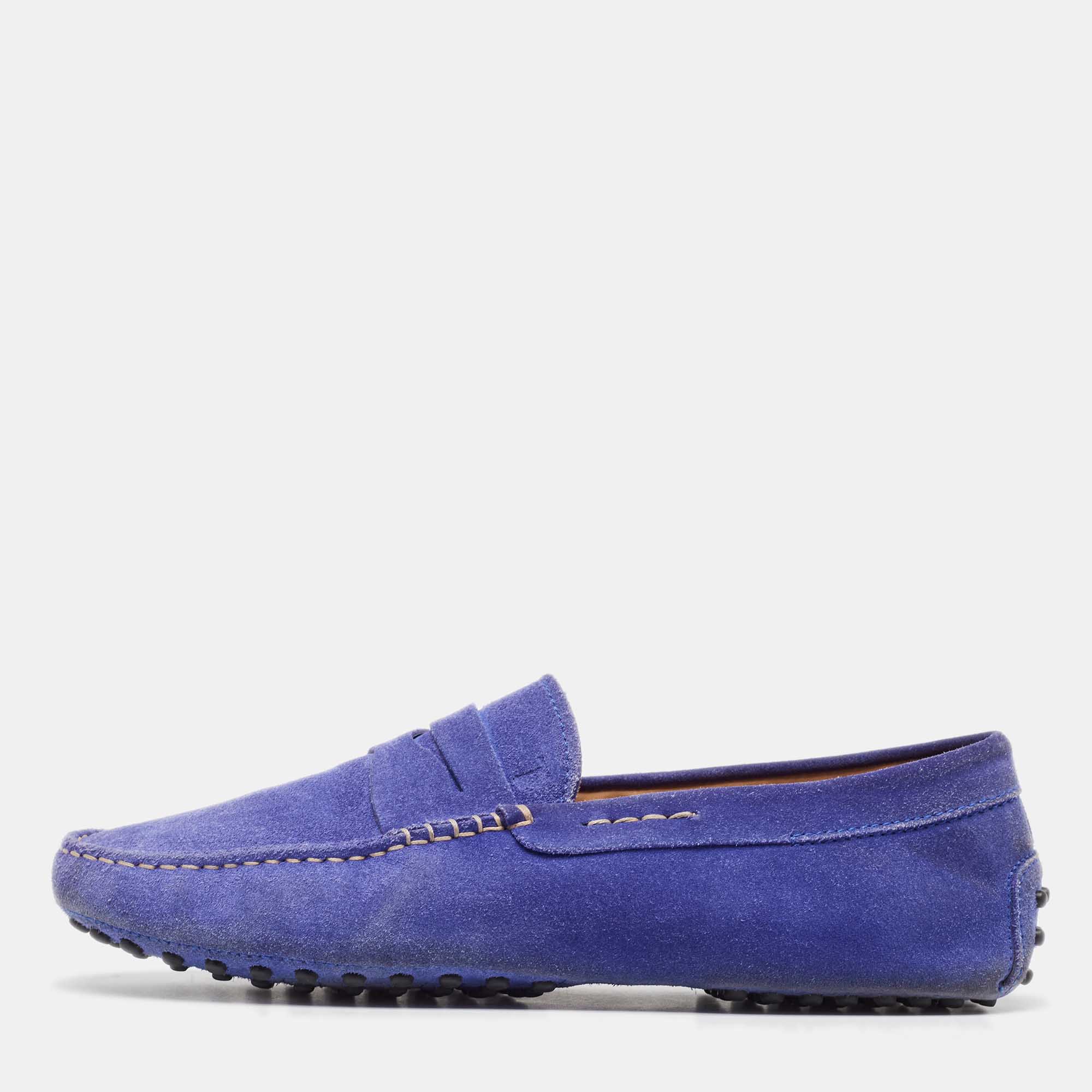 Tod's cobalt blue suede penny loafers size 41.5