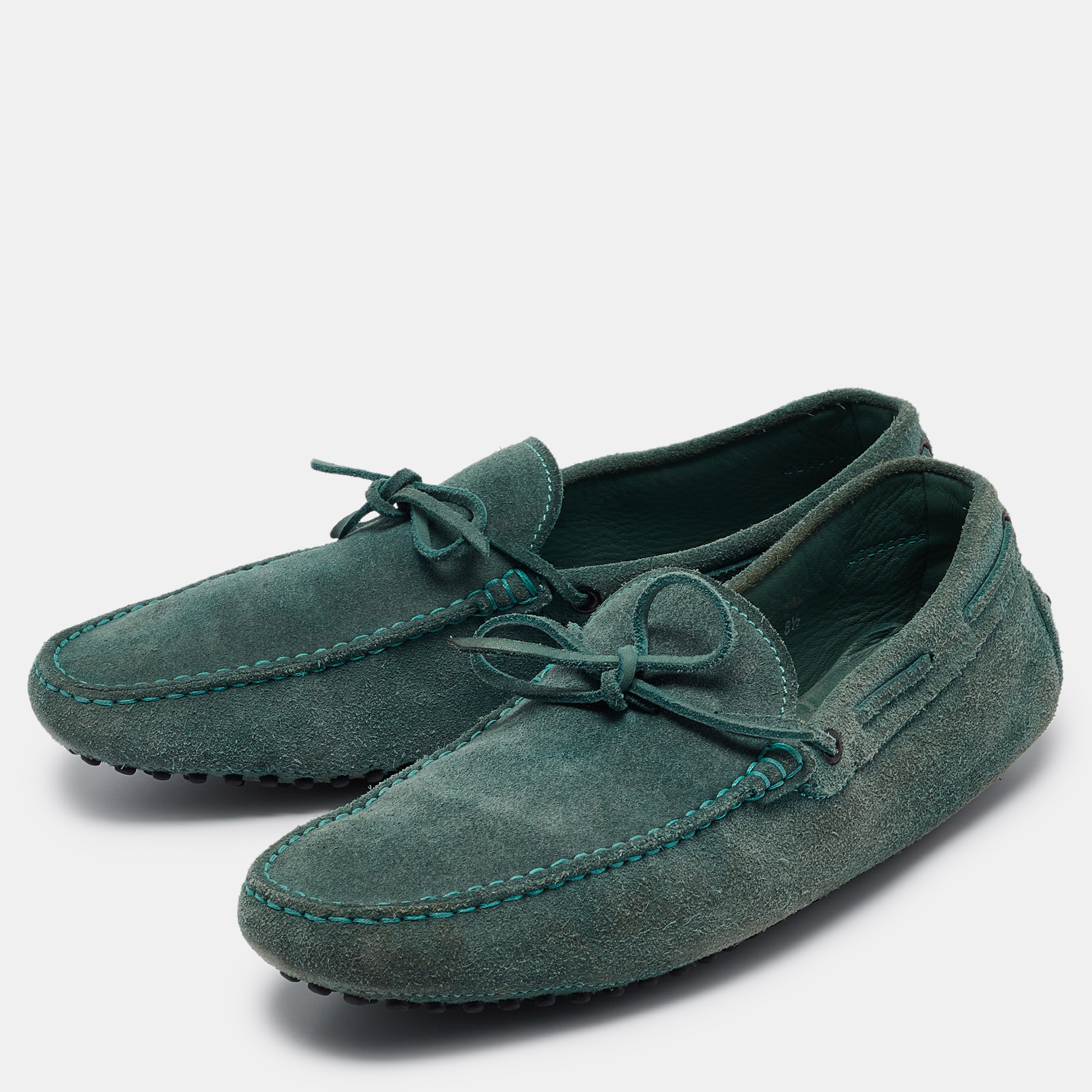 Tod's Green Suede Slip On Loafers Size 42.5