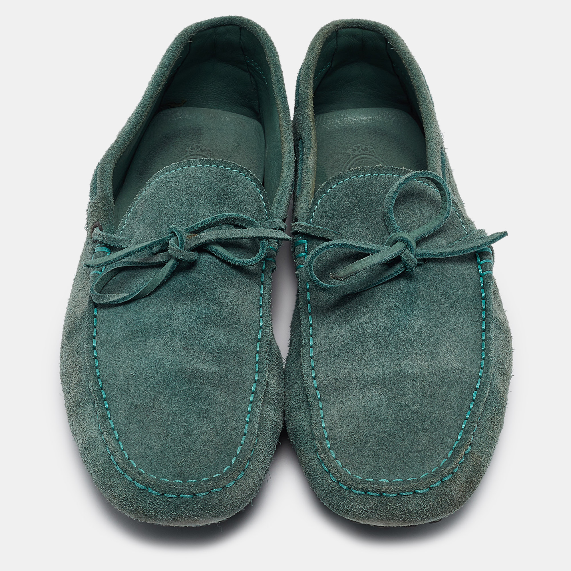 Tod's Green Suede Slip On Loafers Size 42.5