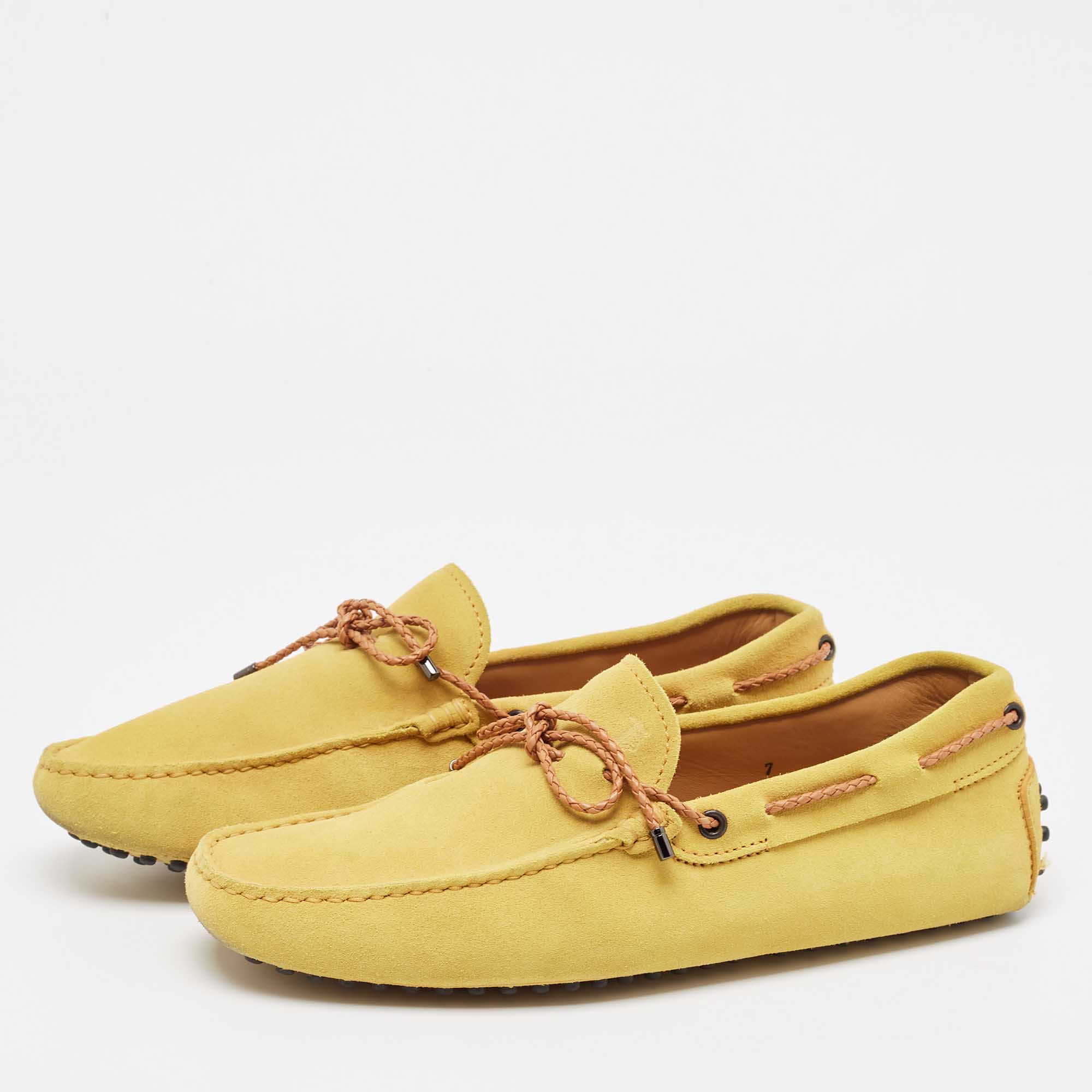 Tod's Yellow Suede Slip On Driver Loafers Size  41