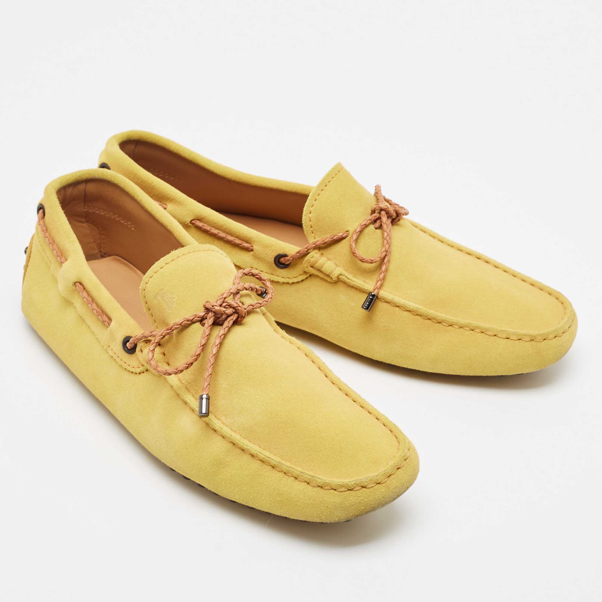 Tod's Yellow Suede Slip On Driver Loafers Size  41