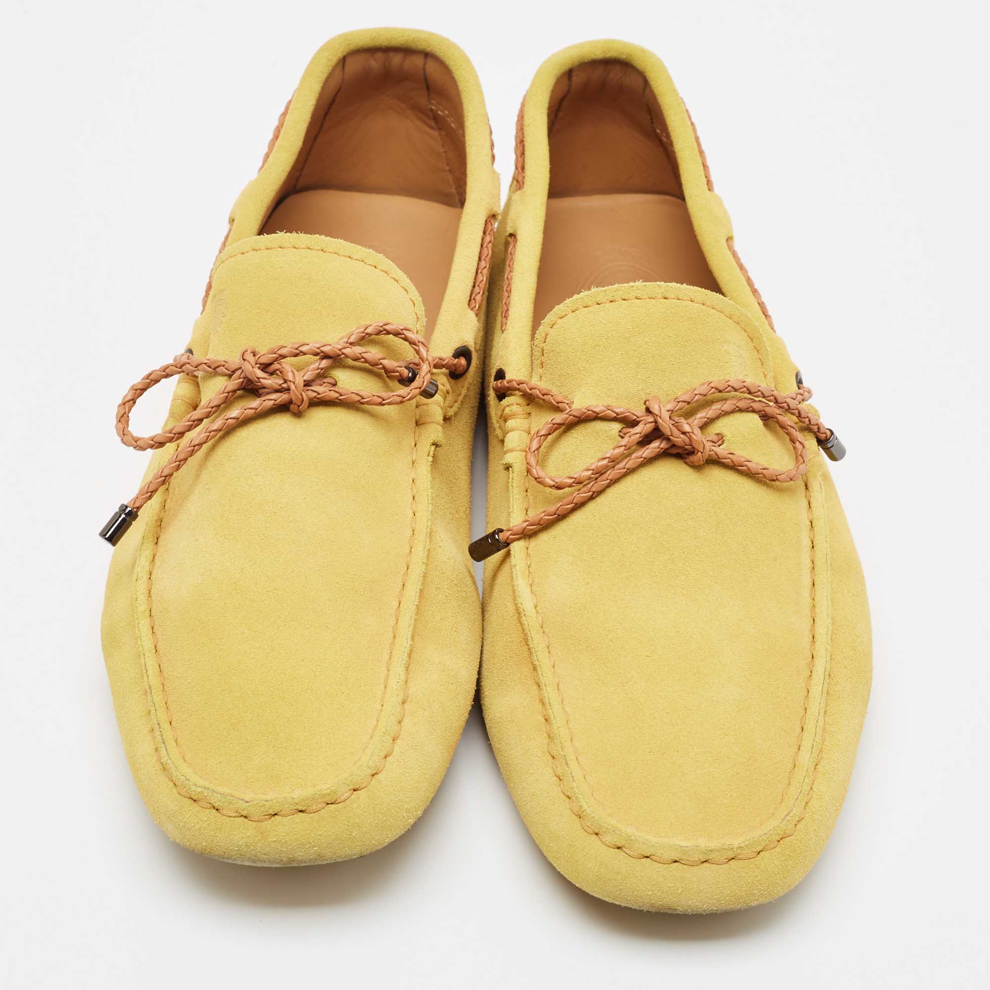 Tod's Yellow Suede Slip On Driver Loafers Size  41