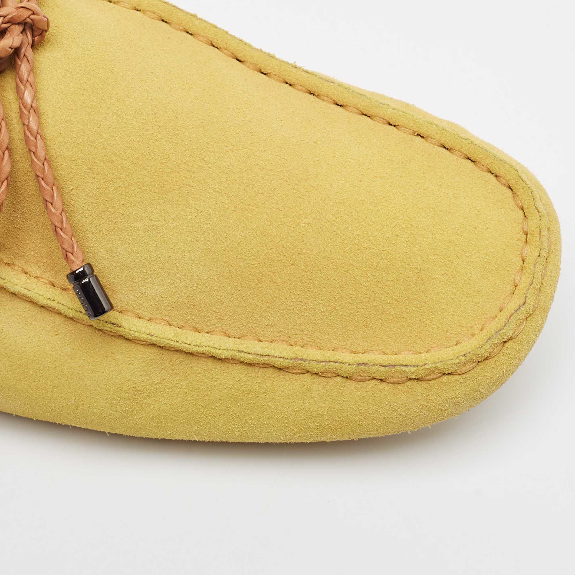 Tod's Yellow Suede Slip On Driver Loafers Size  41