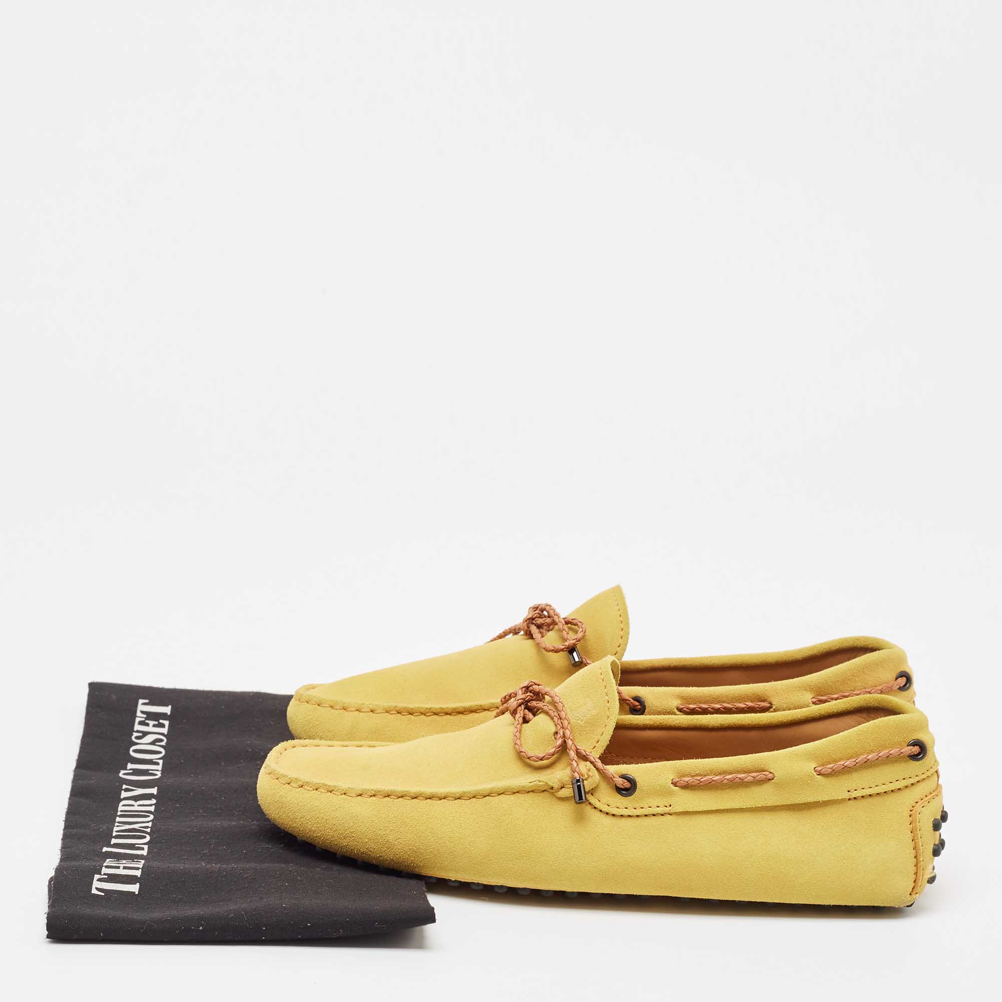 Tod's Yellow Suede Slip On Driver Loafers Size  41