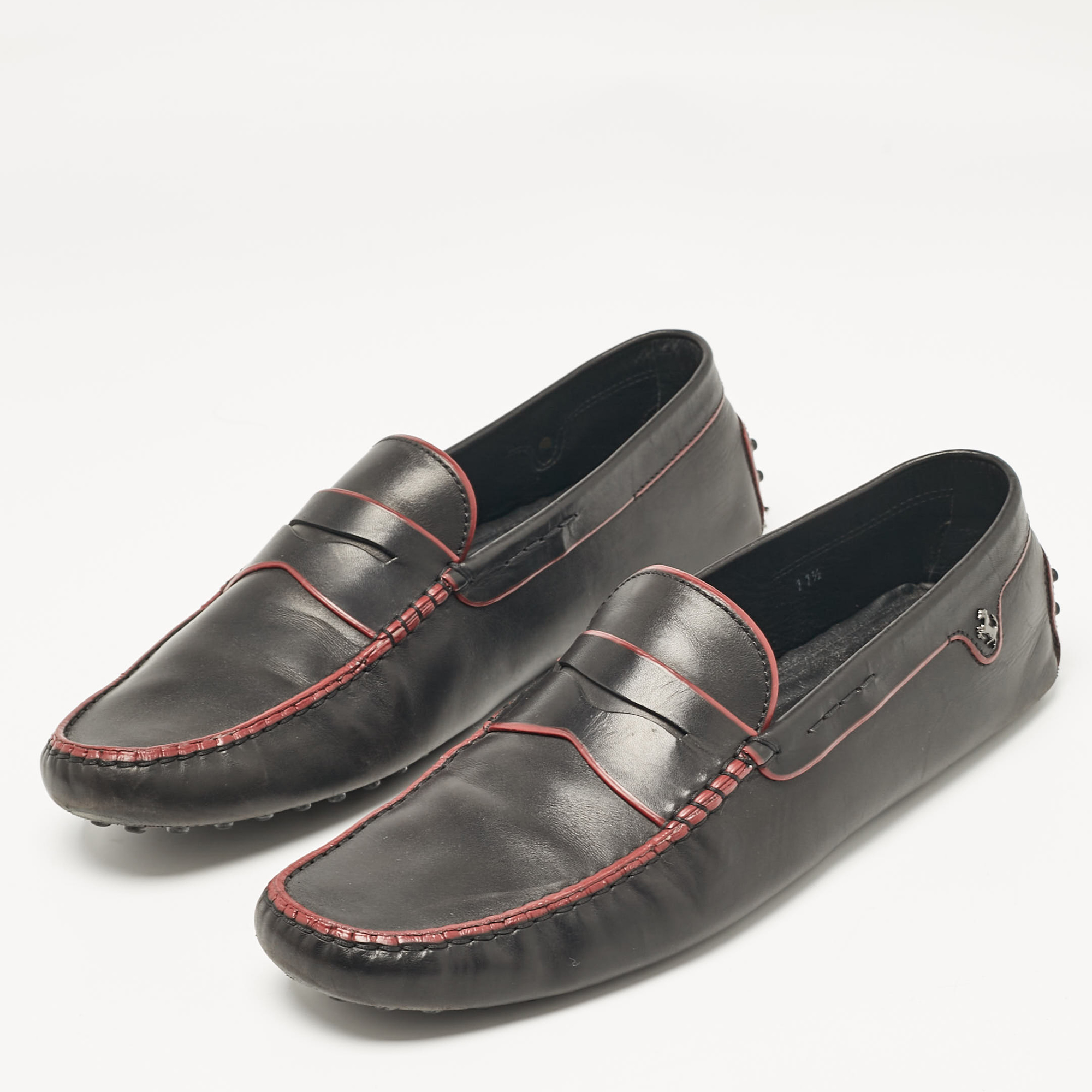 Tod's Black Leather Driver Loafers Size 46.5