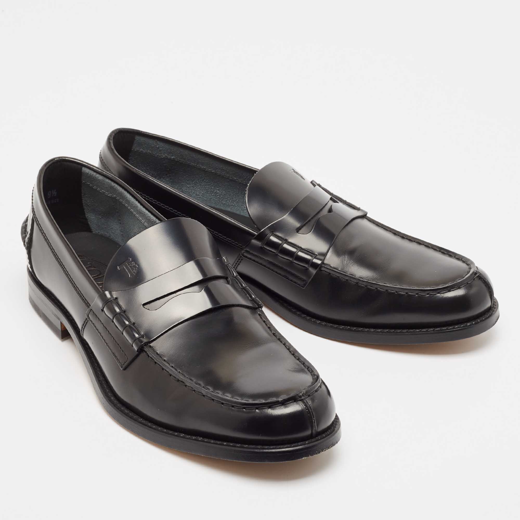 Tod's Black Patent Leather Penny Loafers Size 44